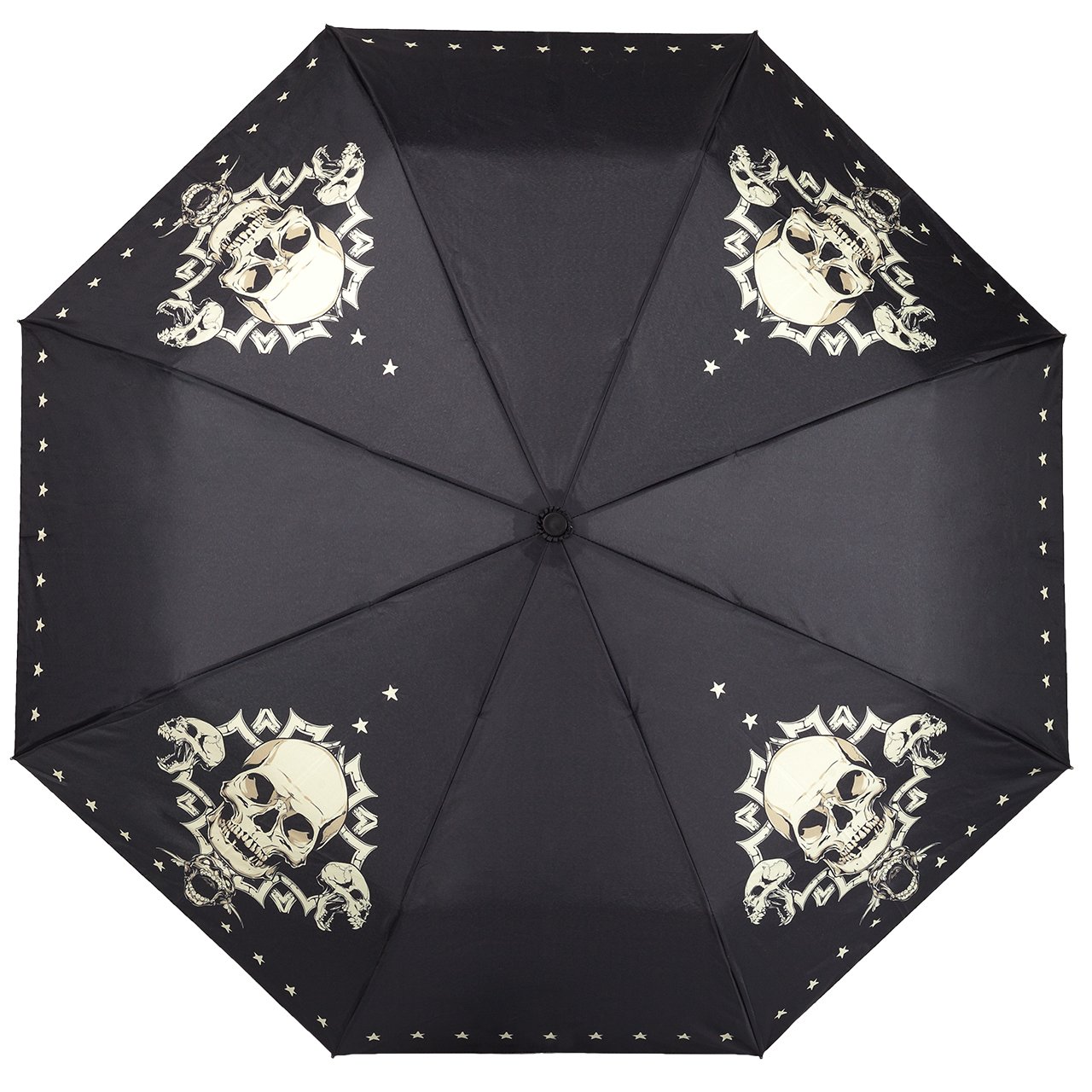 VON LILIENFELD Parasol kieszonkowy, czaszka, czaszka, wiatr, automatyczne otwieranie, zamykanie, stabilny, lekki, czarny, D100/L50