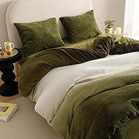 Vista 366 de Luxlovery - Juego de edredón azul neblina, tamaño matrimonial, minimalista, azul polvoriento, edredones de algodón suaves y transpirables, azul