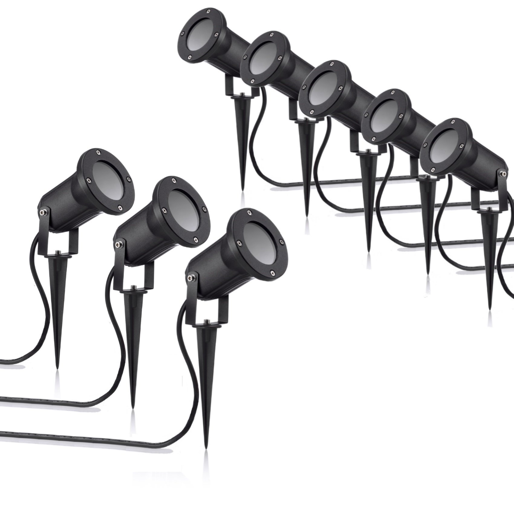 Auraglow Fitting Only Deep Recessed Gu10 Holder Garden Spike Light Ground Or Wall Mount Lamp, Outdoor Uplighter - 8 Pack