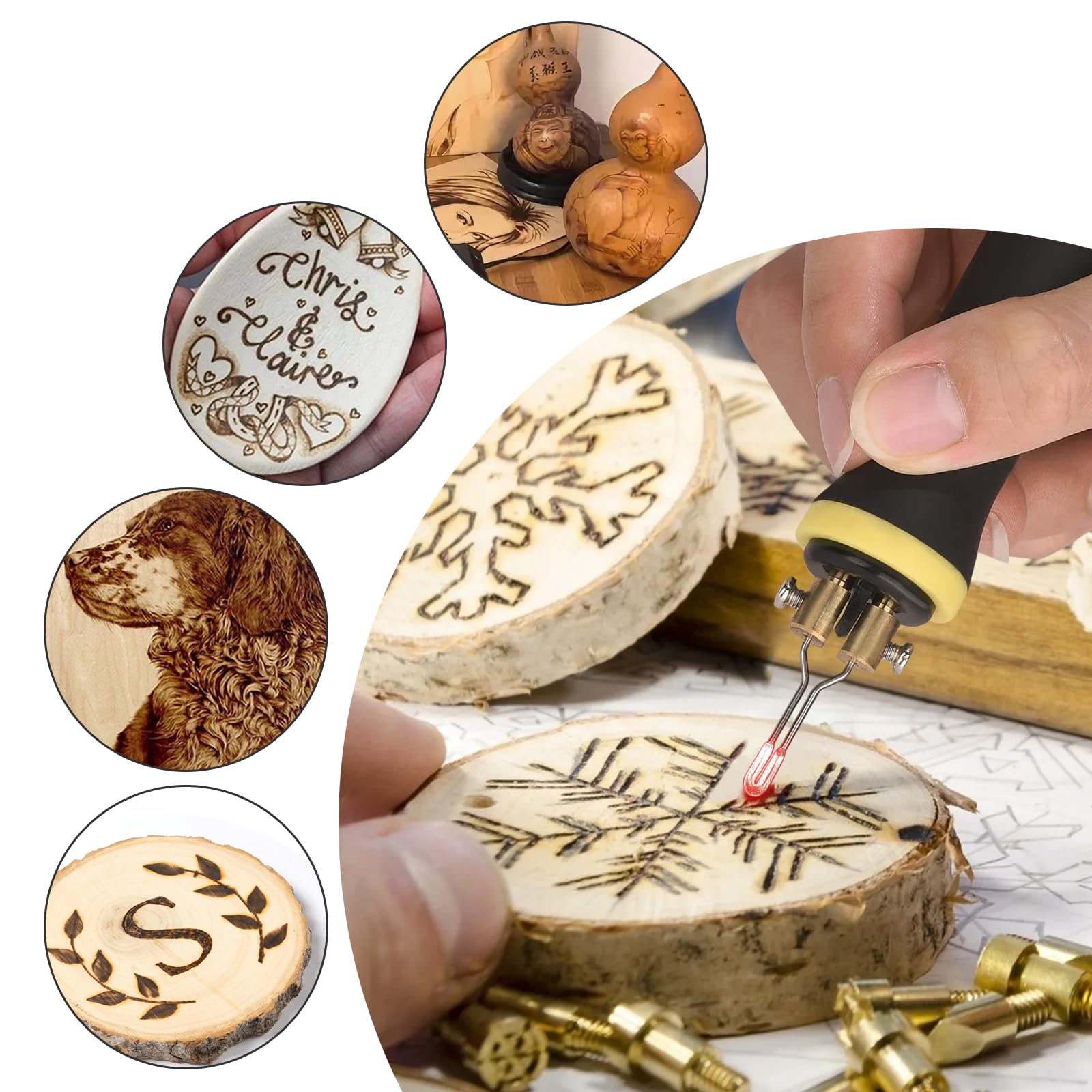 Kit de Pyrograveur Sur Bois, Graveur Bois 100-800℃ Réglable, 30 Pointes, Pirogravure DIY pour Adultes