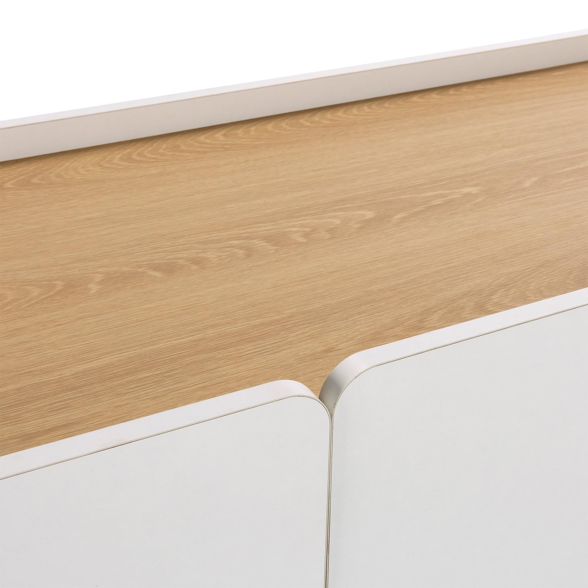 HOMN LIVING Aparador Curva 3 Puertas Color Blanco, 140 cm (Ancho) 40 cm (Profundo) 80 cm (Altura)