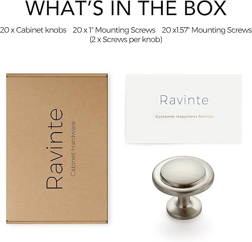 Miniatura 5 de Ravinte - Tiradores de mueble, perillas redondas de 1-14 pulgadas de diámetro para alacenas, vestidores, muebles, puertas y cajones