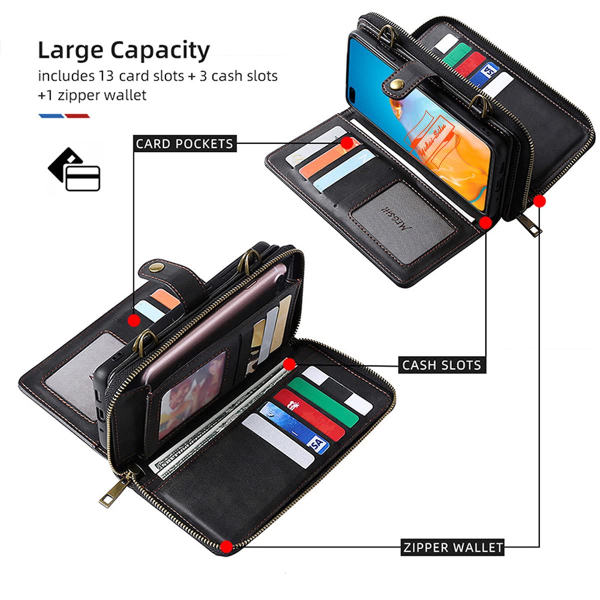für iPhone 12 Pro Max Hülle 3-IN-1 Abnehmbar Magnetische Tasche