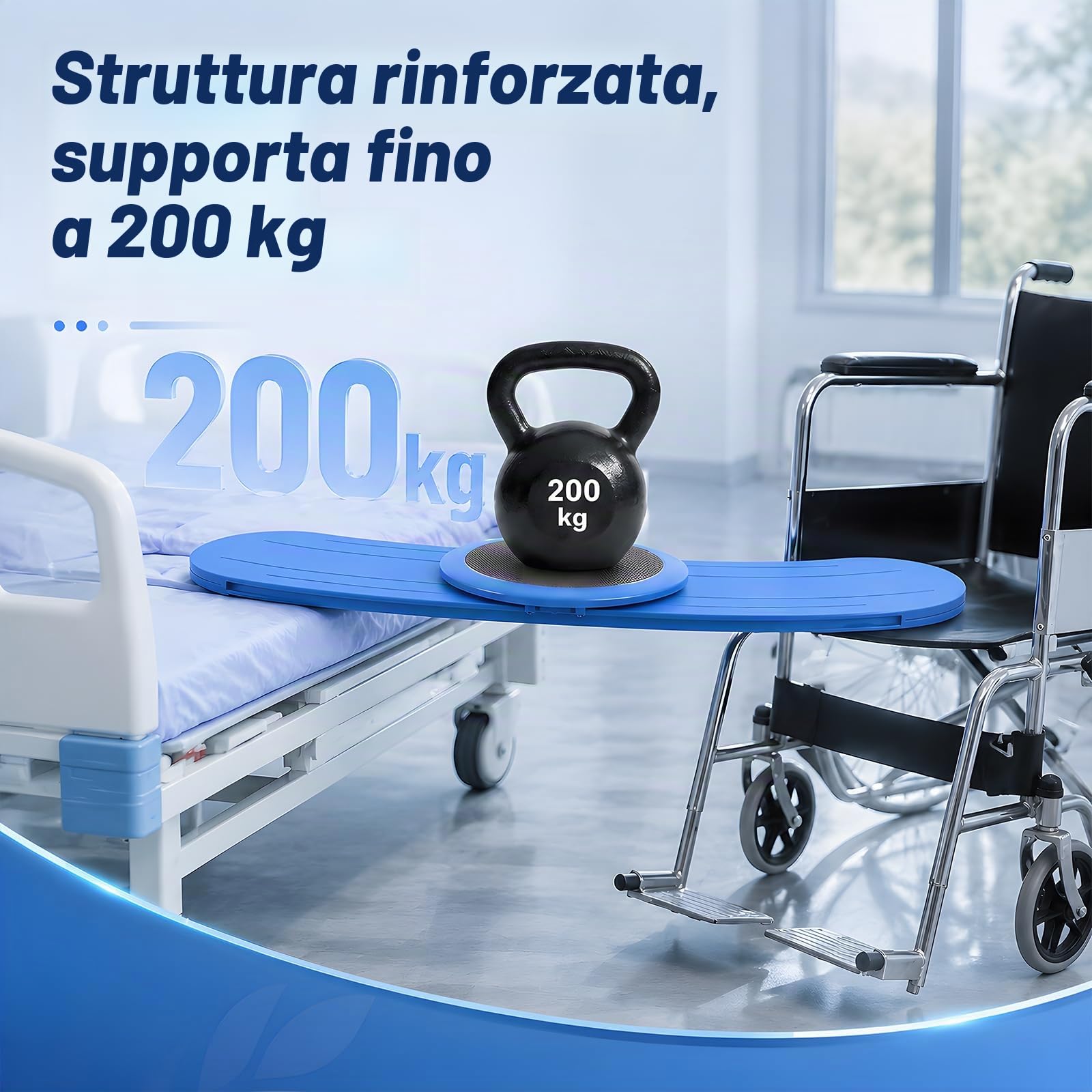 Tavola Trasferimento, Tavola Scorrevole 90cm Utenti su Sedia Rotelle Trasferimenti Letto Vasca Bagno e Auto Dotata Girevole a 360° Portata Massima 170kg Per Anziani Utilizzo Auto Sedia a Rotelle e WC
