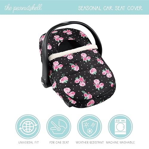Miniatura 2 de The Peanutshell Funda de asiento de coche para niñas bebés, diseño floral de rosa, cubierta de asiento de automóvil de invierno
