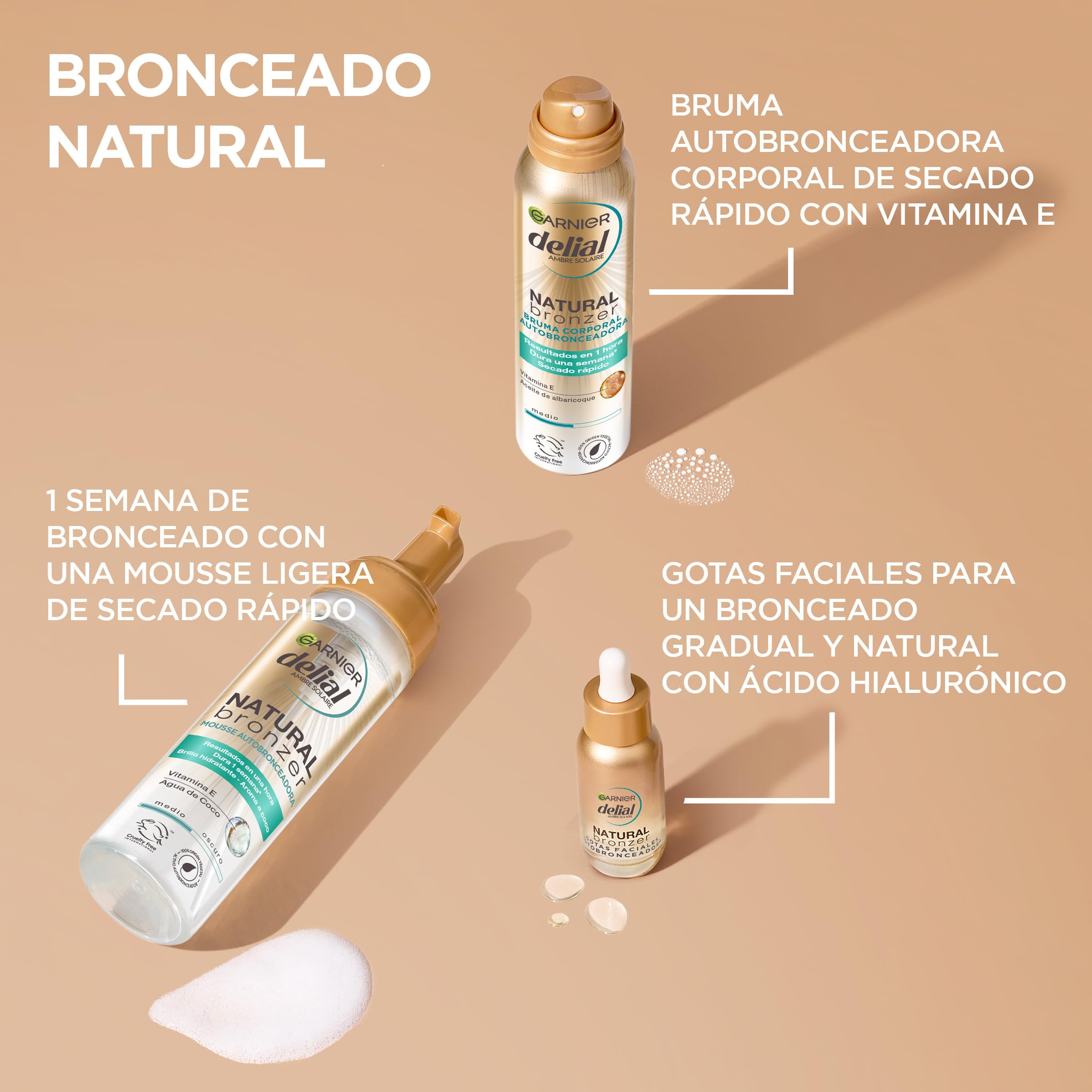 Delial Natural Bronzer Gocce Viso Autoabbronzanti con Acido Ialuronico e Acqua di Cocco, 30 ml