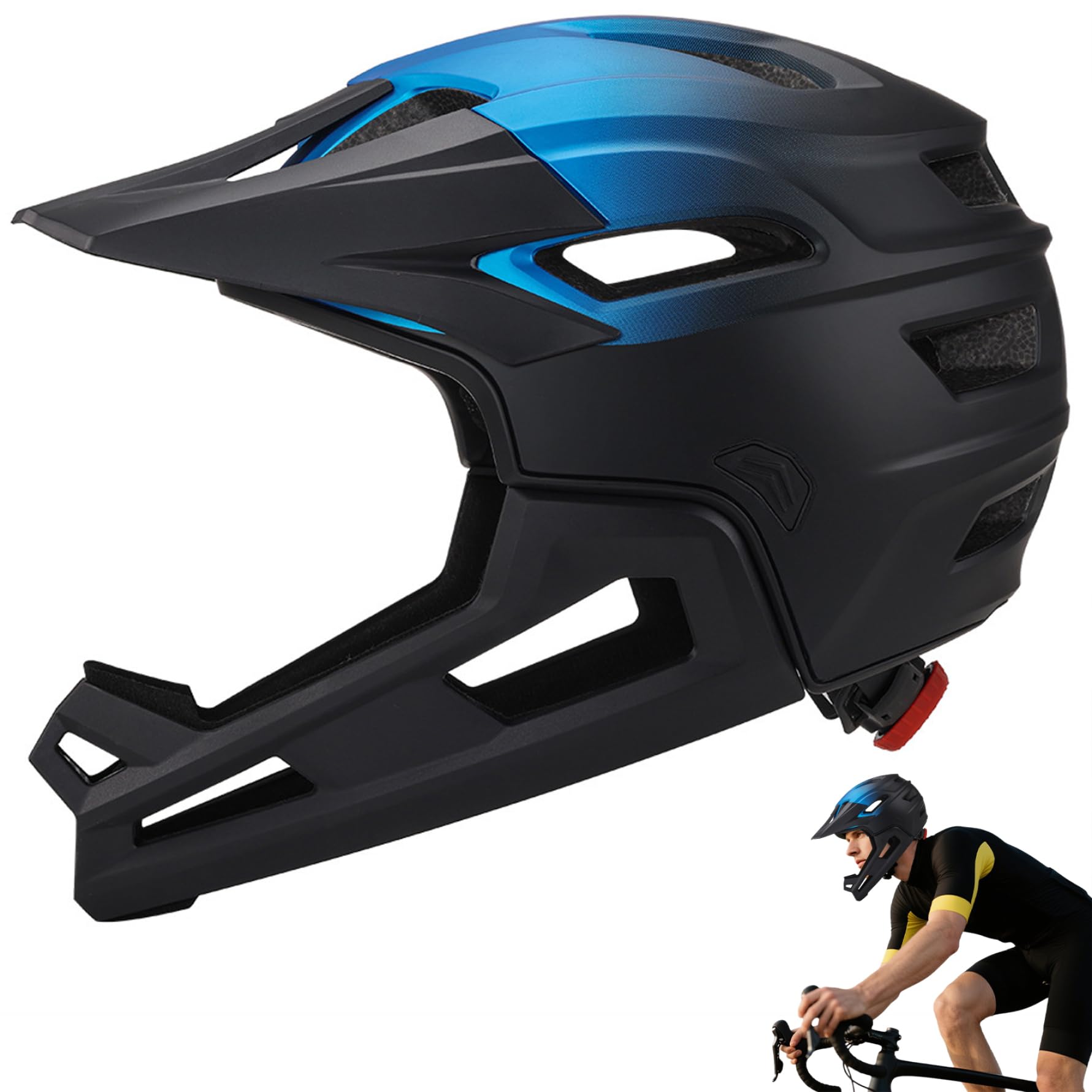 Casque de vélo intégral et Demi-Jet pour Adultes (Hommes et Femmes), résistant au Vent, avec mentonnière Amovible, léger Ajustable, idéal pour Les Sports de Plein air comme Le VTT Le vélo d
