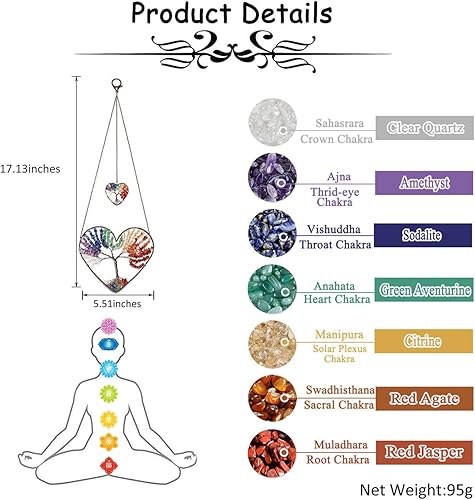 Vista 12 de PESOENTH Amatista corazón vida árbol atrapasueños adorno colgante bohemio púrpura doble corazón árbol de la vida vida arte pared ventana coche Árbol