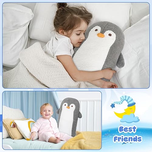 Miniatura 5 de Almohada larga de cuerpo de pingüino, bonita muñeca de animales de peluche de pingüino de dibujos animados, juguetes de peluche largos y suaves de