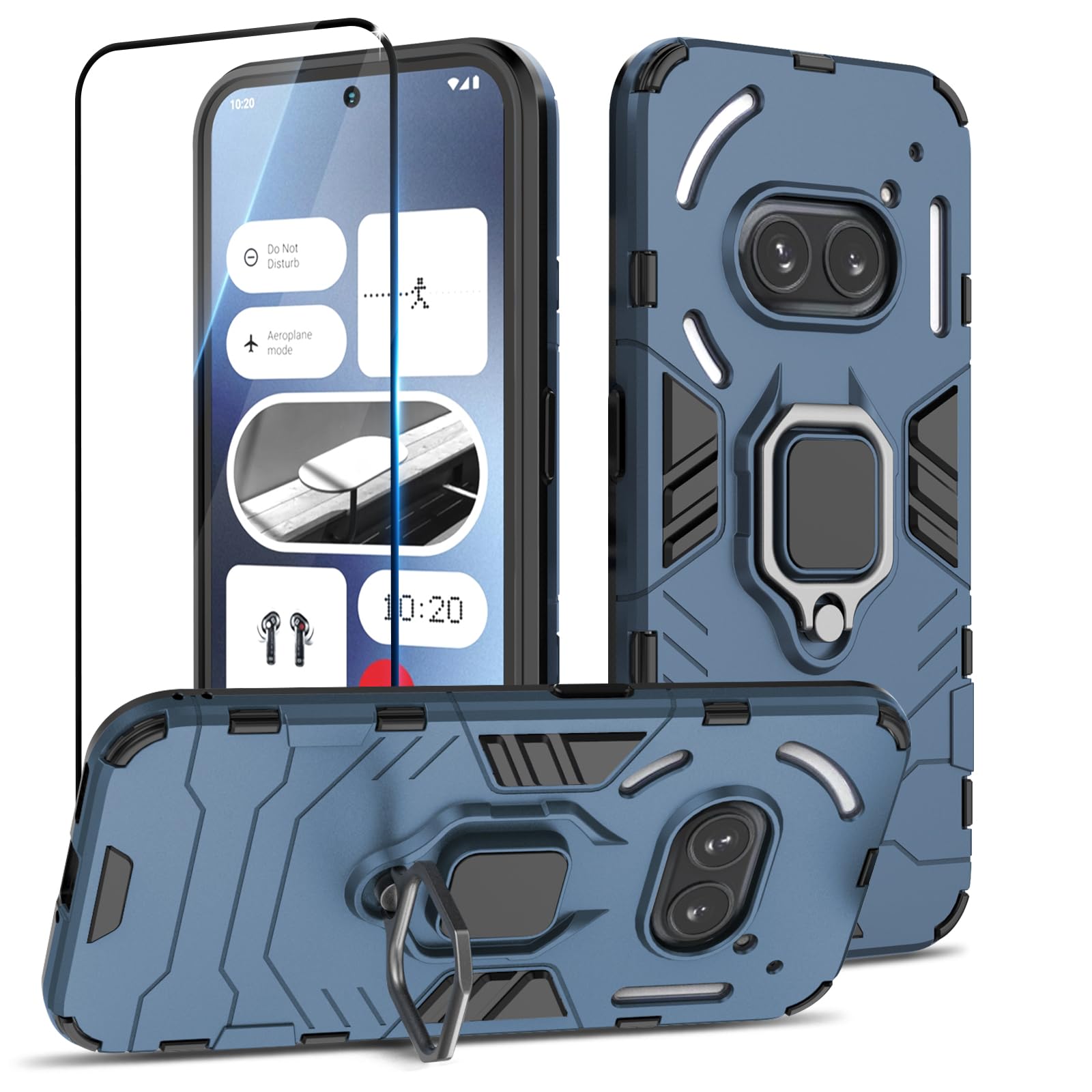 Funda para Samsung Galaxy A13 4G con Cristal Templado Protector Pantalla, Carcasa Antigolpes con Soporte anular metálico, Case Protectora de Grado Militar, Negro — view 129