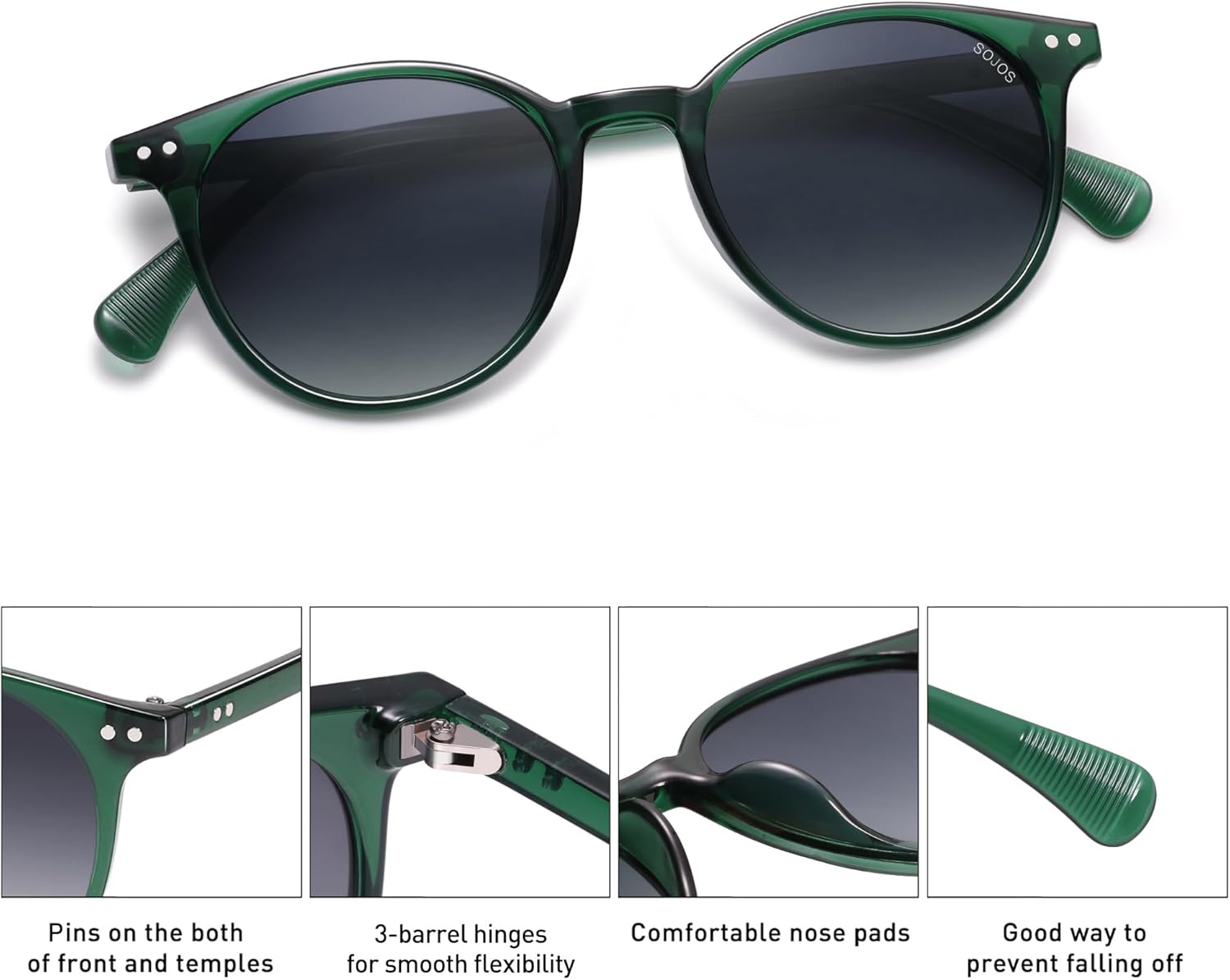 SOJOS Small Round Classic Polarized Sunglasses for Women Men Vintage Style UV400 Lens MAY SJ2113 - Image 4