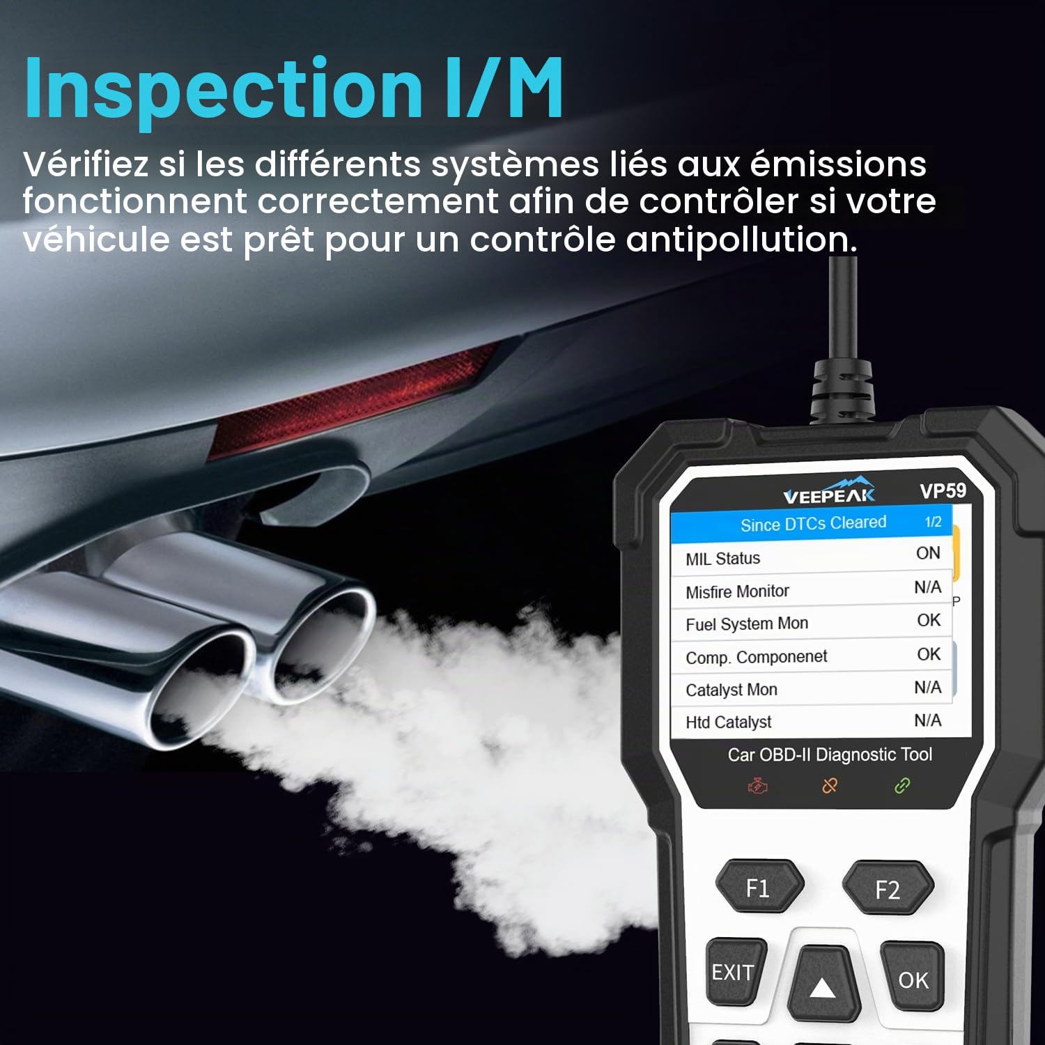 Veepeak OBD II Scanner Auto – EOBD Lecteur de Codes Défaut Moteur avec Réinitialisation pour Voitures Essence (2001+) et Diesel (2004+)