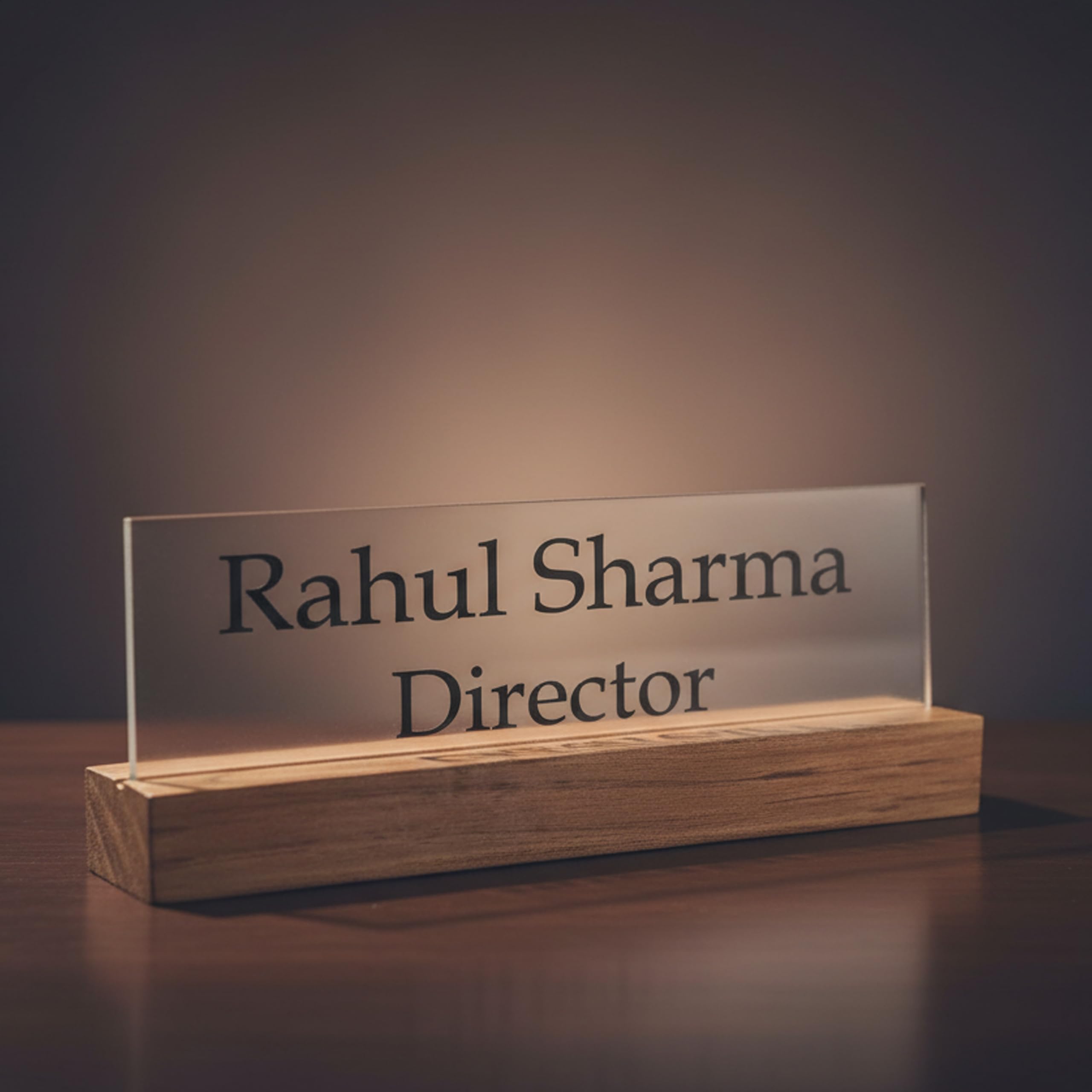 Customized Desk Name Plate with Wooden Base | Personalized Office Table Name Plate | Black Acrylic (Model 1) — Amazon image 8