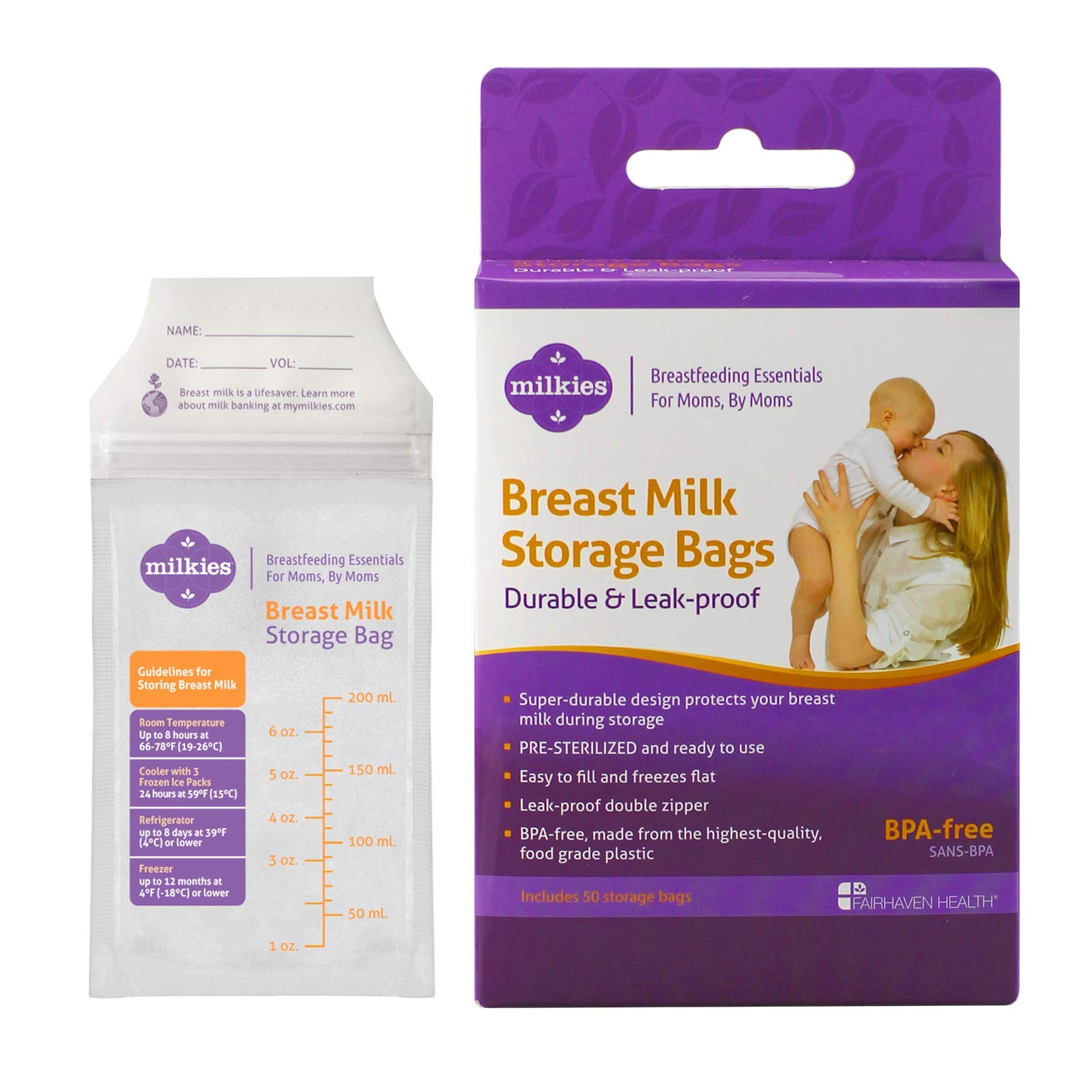 Milkies Breastmilk Storage Bags, PreSterilized, Ready to Use Bags for