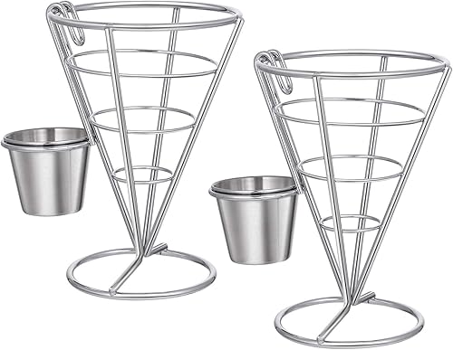 Miniatura 1 de Yardwe 2 soportes clásicos para papas fritas con soporte para tazas de inmersión para aperitivos, estante para servir aperitivos, soportes de