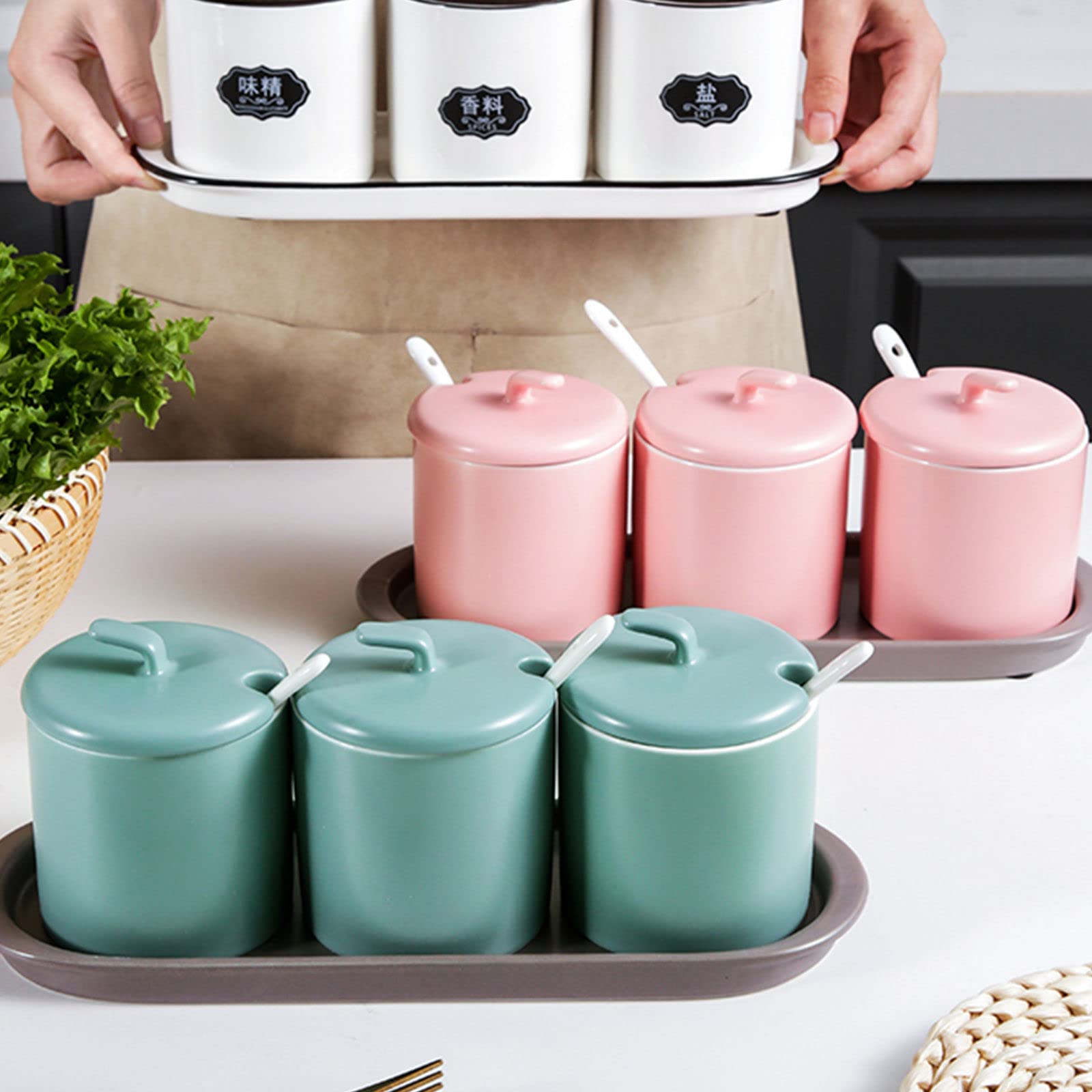 Cuenco de café de porcelana con cuchara, recipiente de color sólido de 250 ml para desayuno y té de la tarde, esencial para el hogar a prueba de humedad y polvo