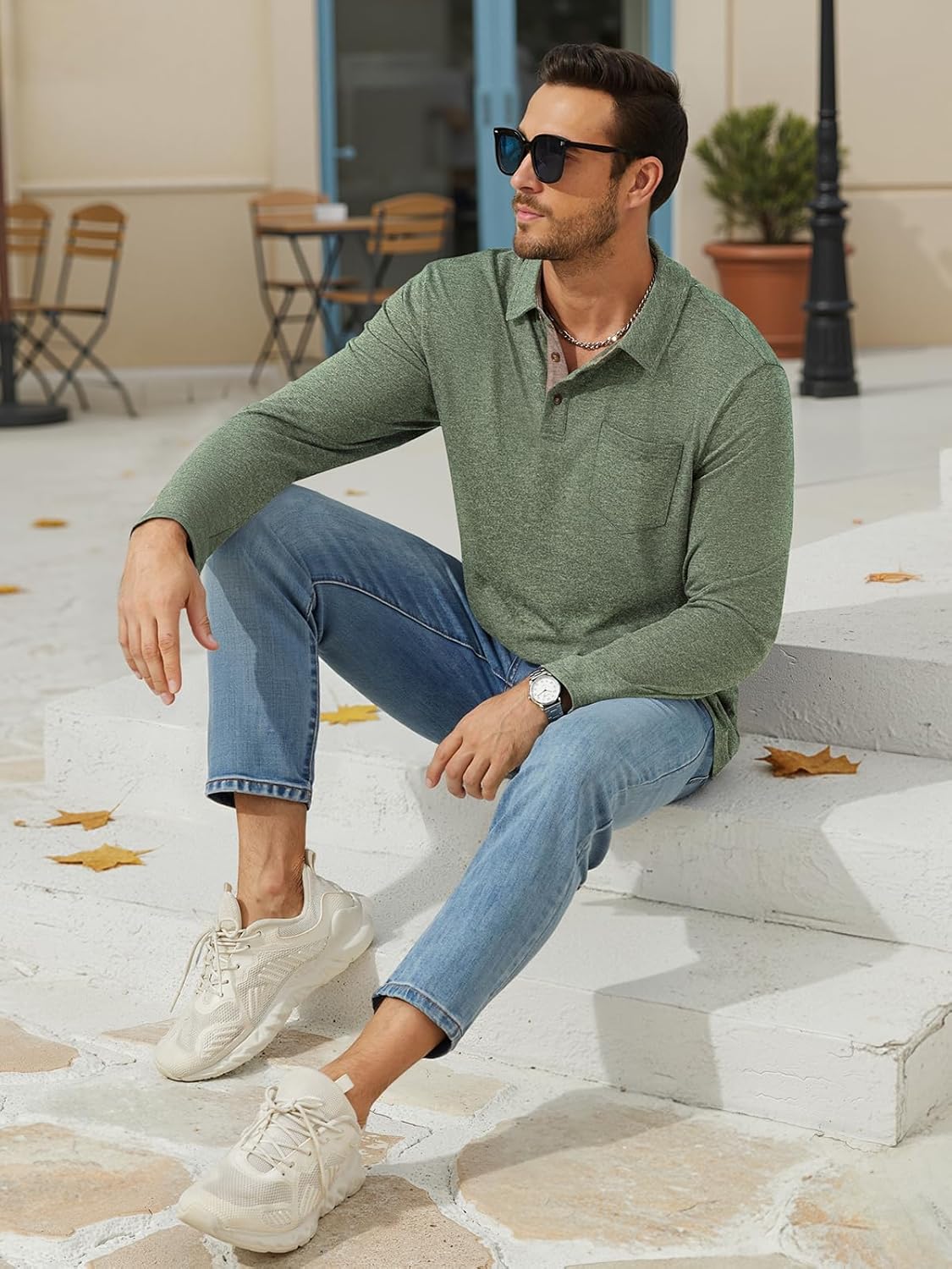 Long Sleeve Polo for Men Classic Button Basic Shirt Casual Slim Fashion Collared Shirt - Image 5