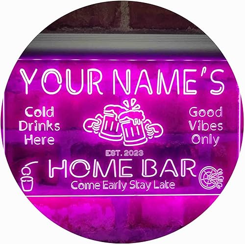 Miniatura 31 de ADVPRO Letrero de neón LED de un solo color personalizado con tu nombre para bar casero de cerveza con año de establecimiento 16 x 12 pulgadas