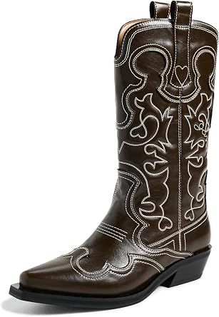 Womens Mid Shaft Embroidered Western Boots