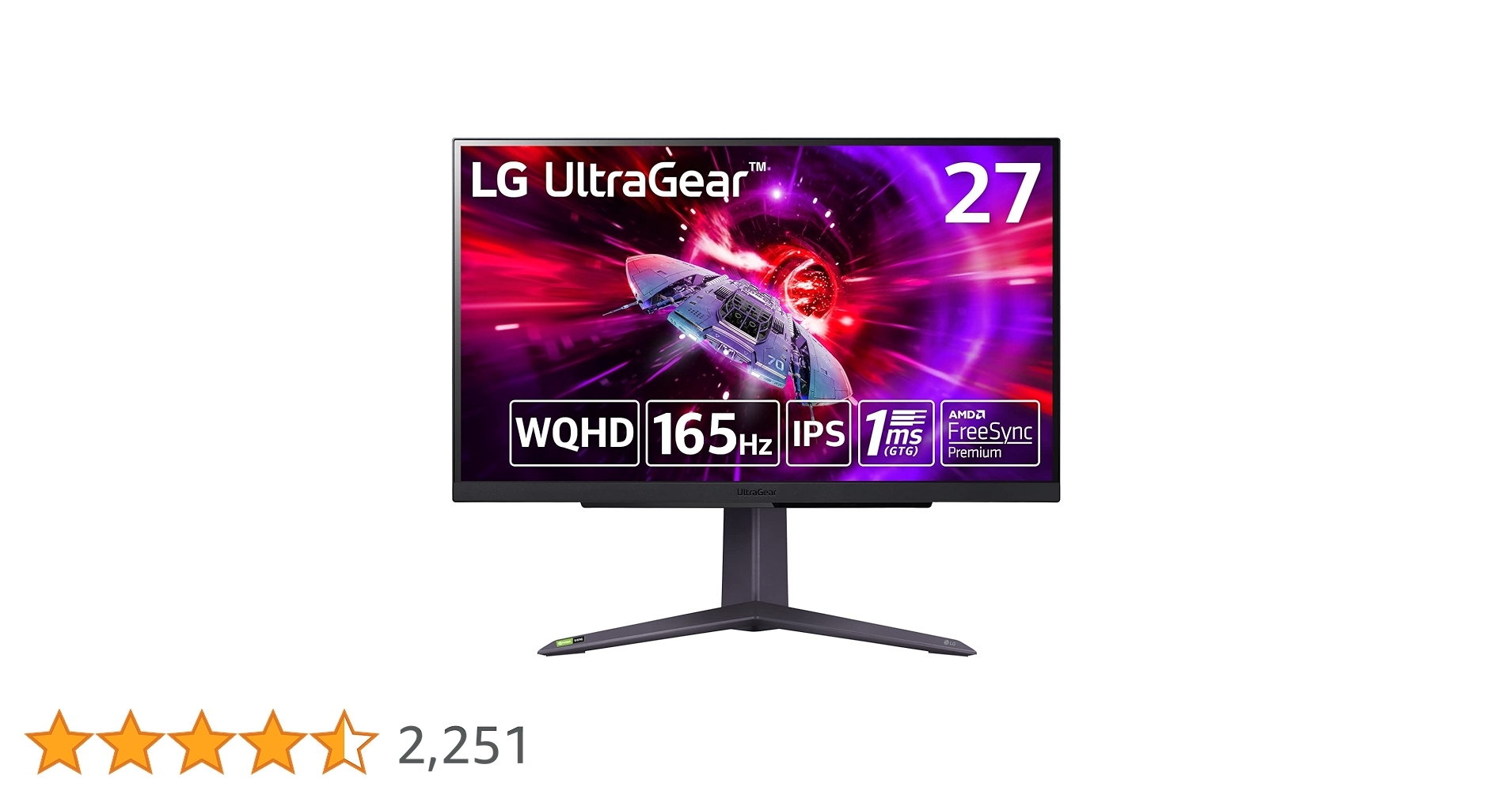 LG 27GR75Q-BUltraGear™WQHDゲーミングモニター165hz 27” UltraGear™ QHD Gaming Monitor with 165Hz Refresh Rate
