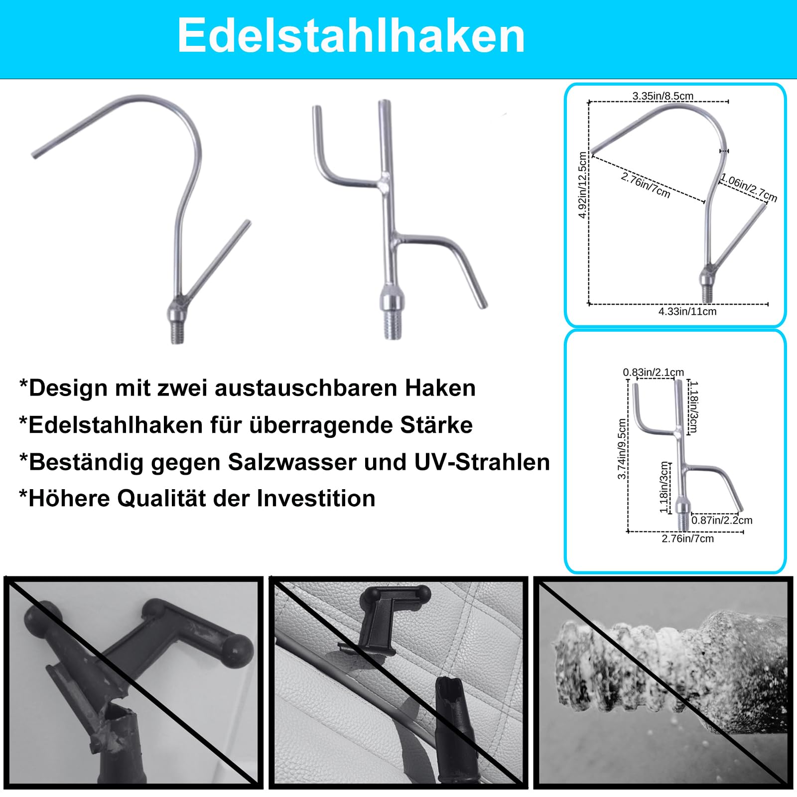 BeGrit Teleskop Bootshaken Edelstahl Ausziehbar Dock Polen 90-250 cm,Ø 25mm seewasserbeständig Schleusenhaken Langlebig Rostbeständig Ausziehbar Bootshaken für Boot Docking Positionieren