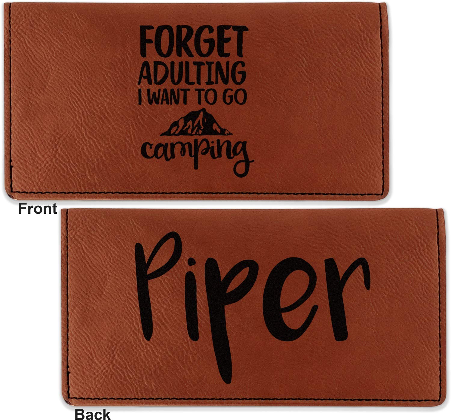 RNK Shops Personalized Camping Quotes & Sayings Leatherette Checkbook Holder - Double Sided