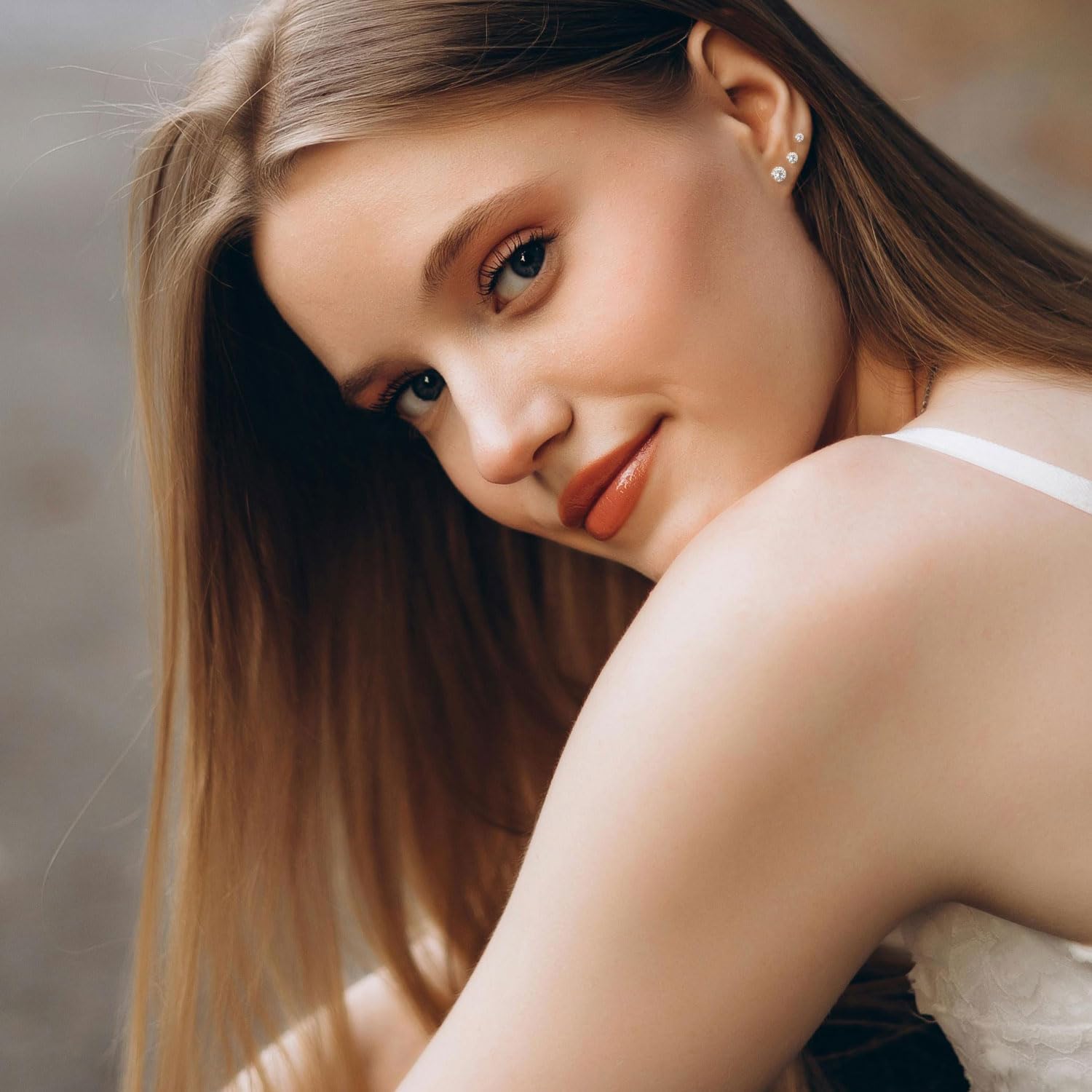 12 Pairs Stud Earrings Set, Cartilage Piercing Hypoallergenic Surgical Stainless Steel 316L Earring for Women Men, Cubic Zirconia, 6 Different Sizes (3, 4, 5, 6, 7, 8 mm) - Image 6