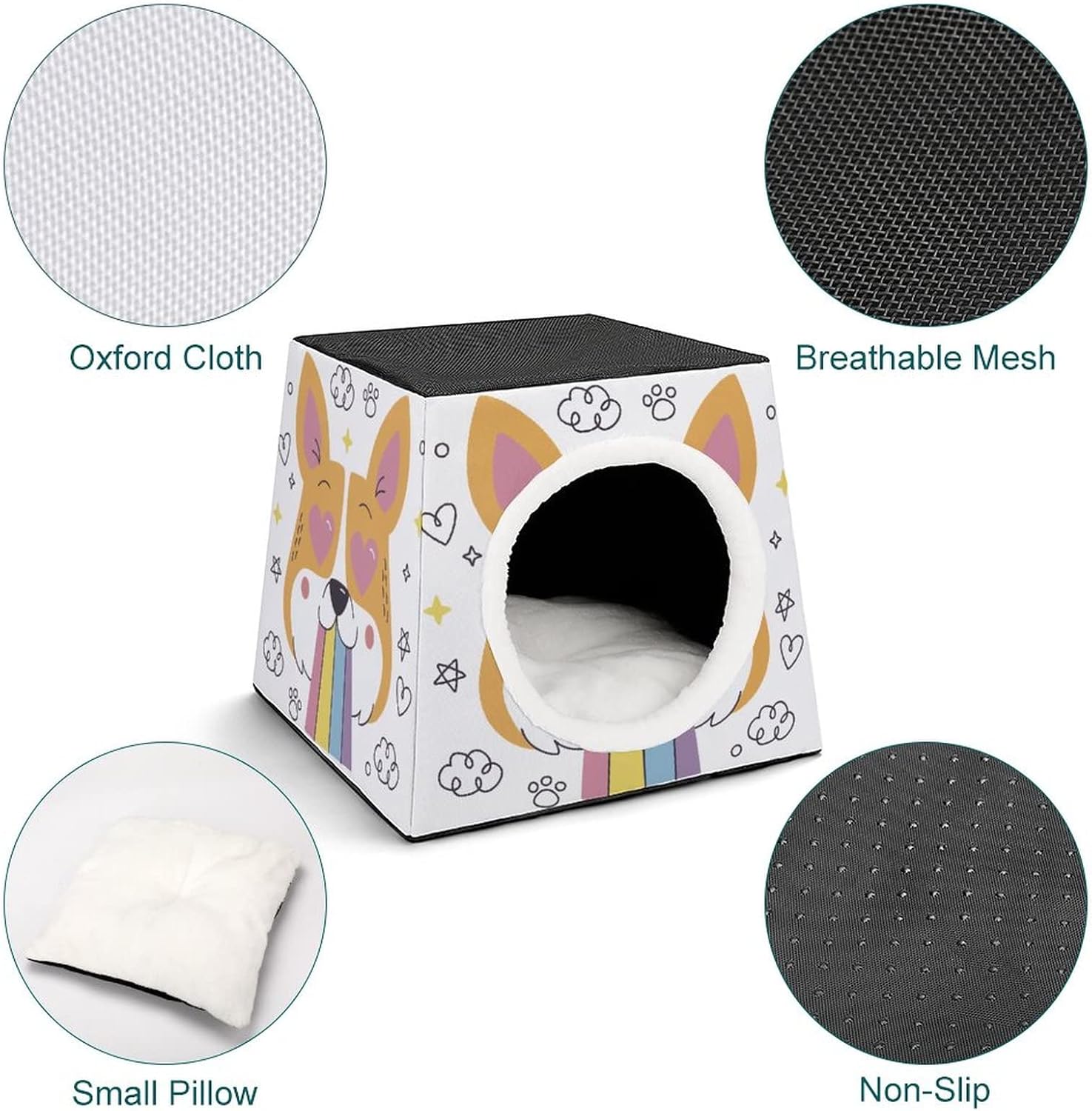 review Printed Pet House for Cats or Small Dogs Indoor Cat Bed Sofa Outdoor Cat Cube Condo Love Dog Rainbow
