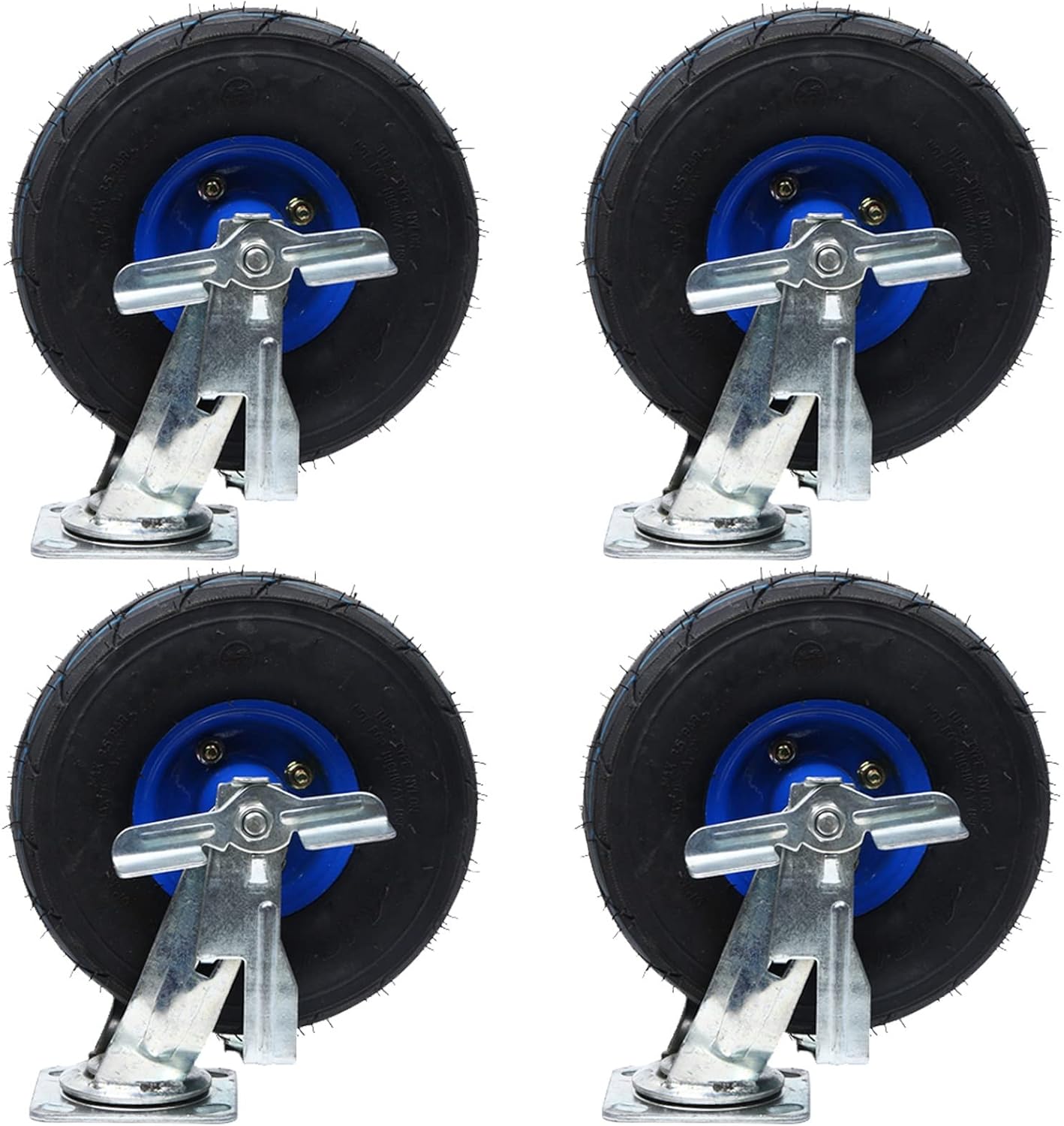 Capacidad De 4 X 100KG / 400KG Ruedas Giratorias Grandes De Servicio Pesado, Rodamientos Dobles Ruedas De Goma Inflable, Ruedas Industriales De Transporte, Para Carro Muebles ( Size : Ø 10in/250mm )