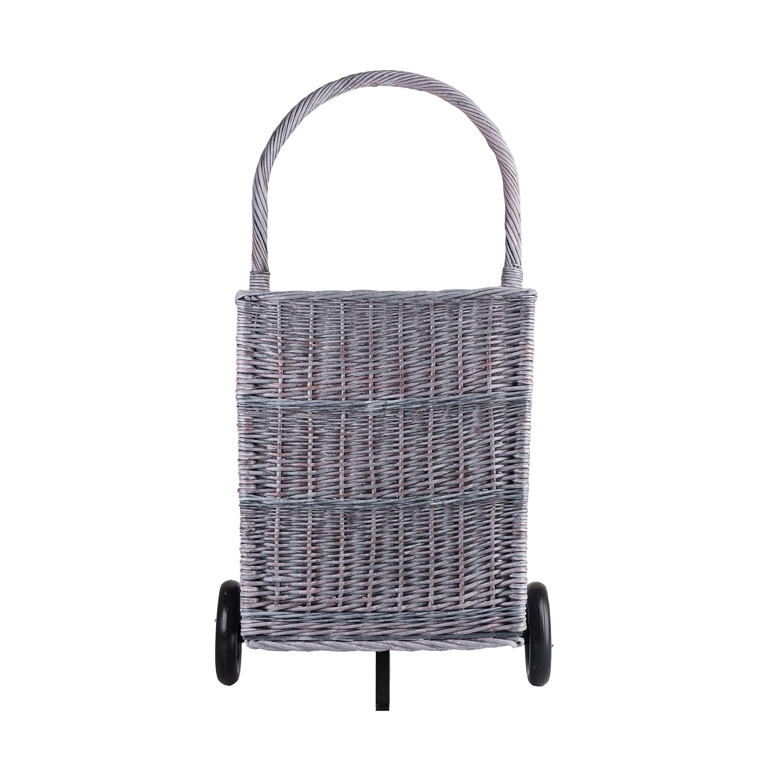Panier à bûches sur roulettes - Chariot en osier - Panier des courses - Panier de rangement - Panier à provisions - Gris