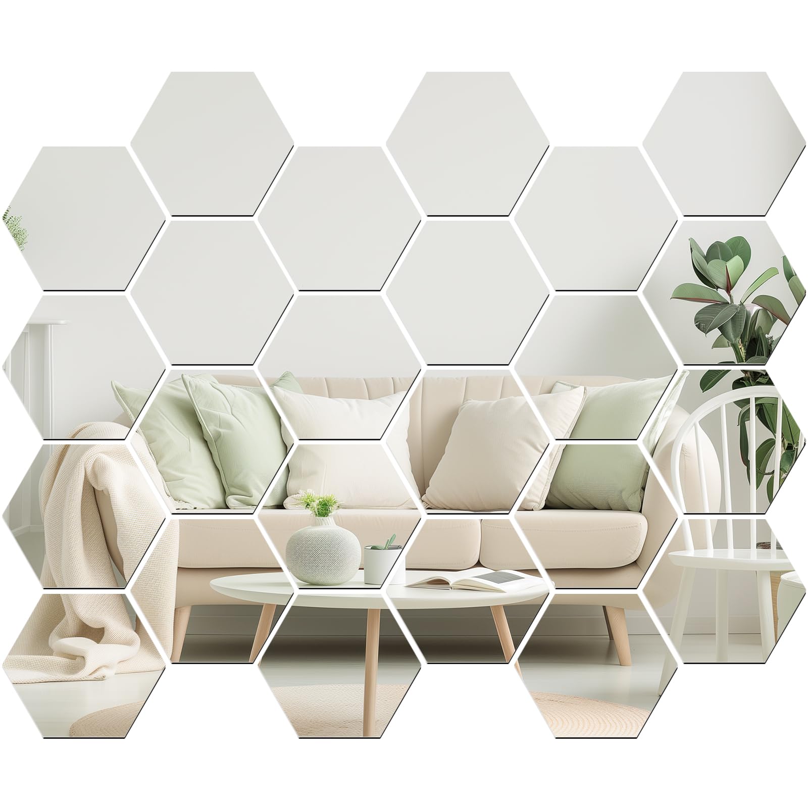 24 Pièces Miroir Mural Autocollant