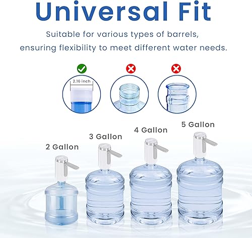 Miniatura 6 de Dispensador de agua para botella de 5 galones, pantalla LED inteligente, bomba de agua recargable, boquilla de agua plegable de larga duración