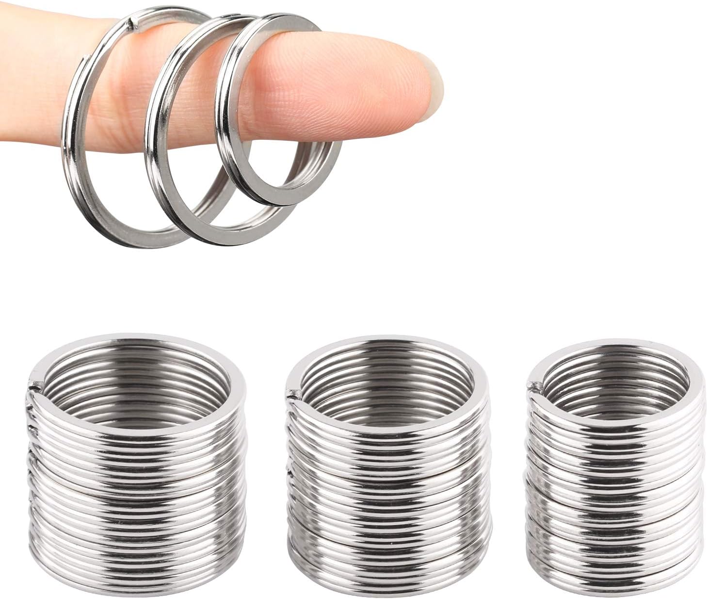 Key Rings For Crafting - Metal Rings for Craft Split Rings Key-rings Hoop Bulk Round for Office Home Keys Organization and Car Home Keys Attachment, Silver