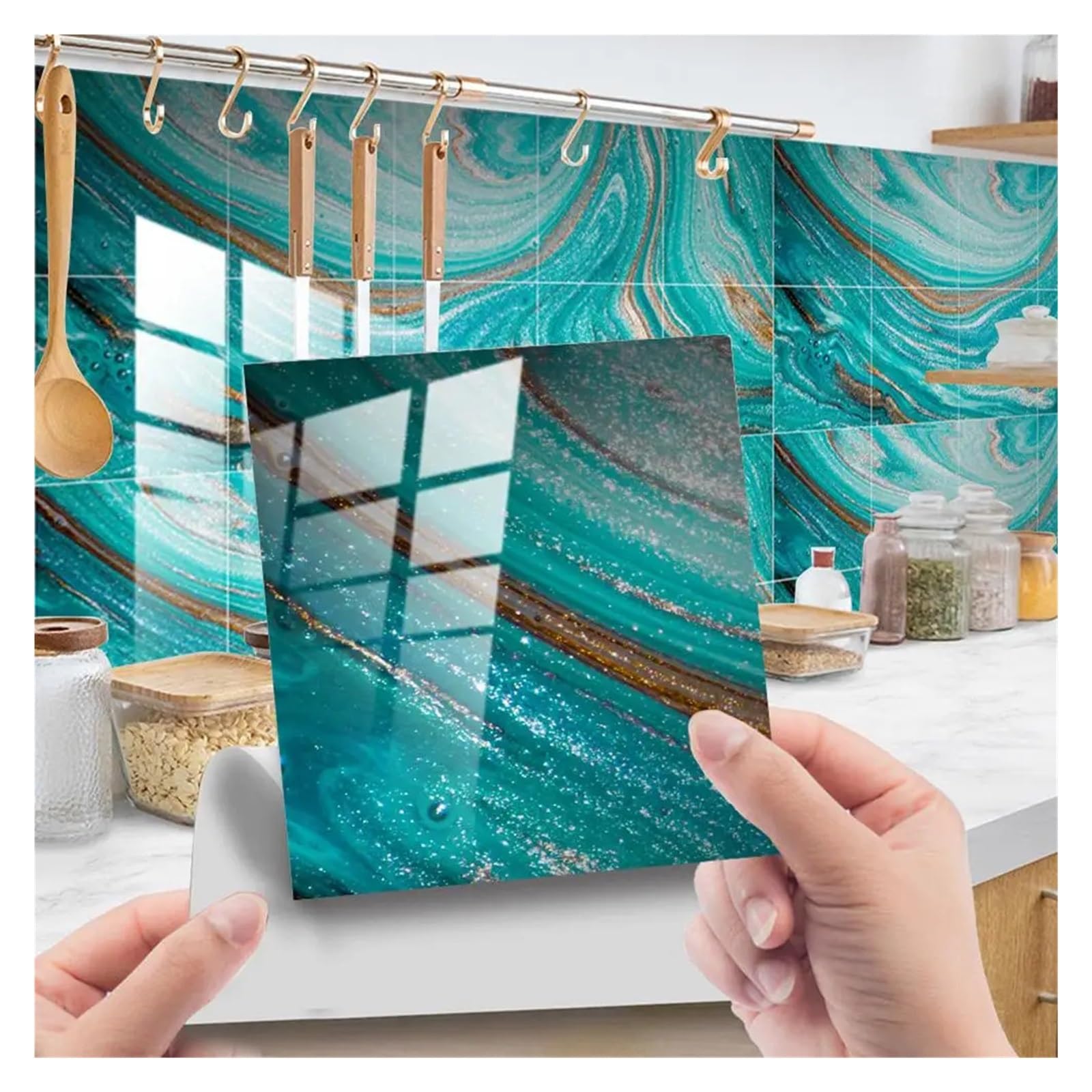 Wall Tile Sticker Tile Stickers 10pcs 15x15cm Waterproof Oilproof Self-Adhesive(Color4)