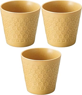 3個セット お花スタンプ （茶）コップ [ 8.5×7.8cm･240cc ] | マグカップ