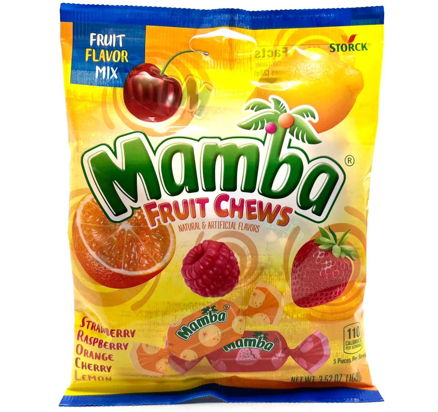 Mamba Fruit Chews, Strawberry, Raspberry, Orange, Cherry, Lemon