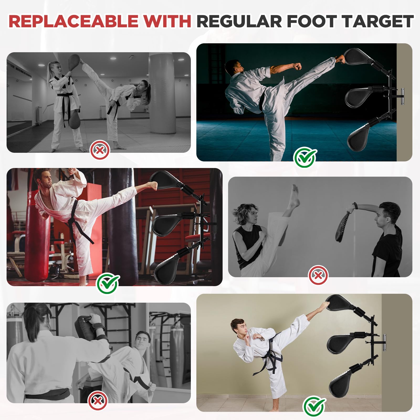 Seenelling Taekwondo Kick Pads Boxing Pads Taekwondo Karate Sparring Gear Boxing Paddles Kicking Targets Martial Arts Training Equipment with Mounting Bracket for Youth Men