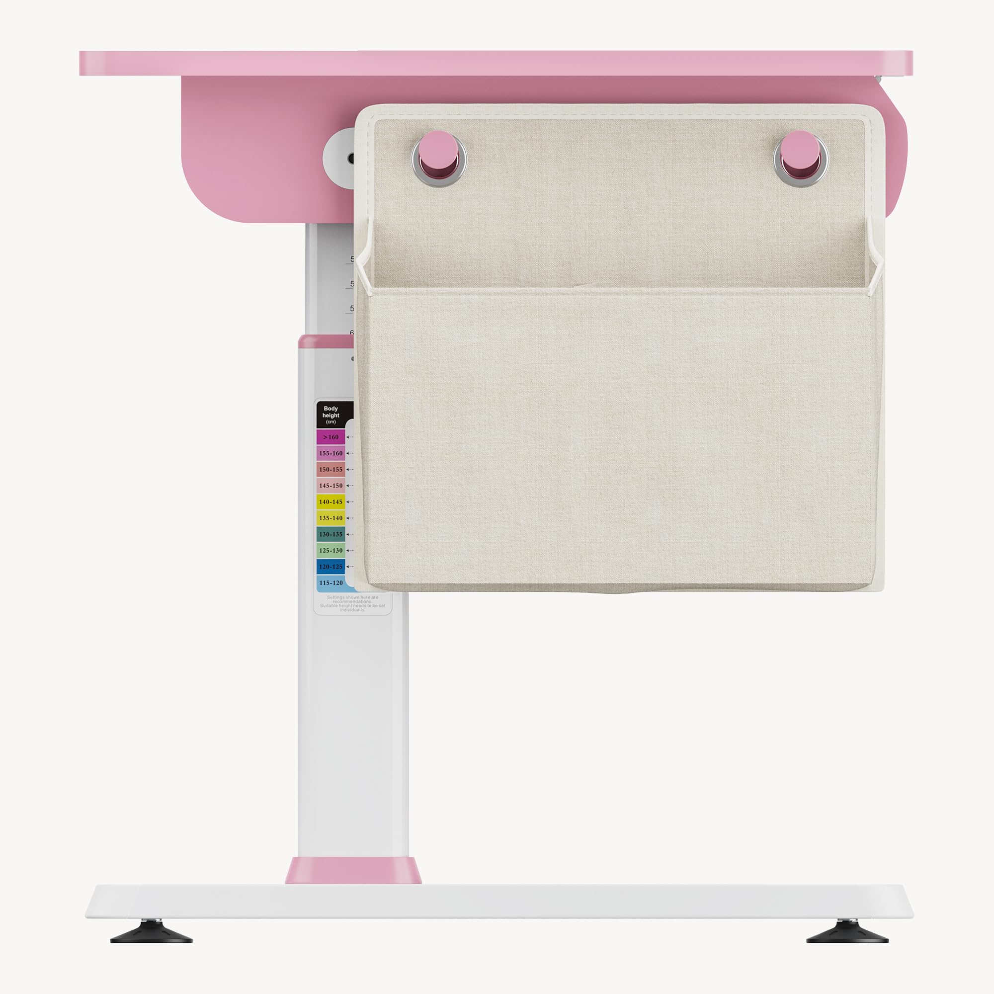 [en.casa] Höhenverstellbarer Schreibtisch für Kinder Kuosa 120 x 60 cm mit Schublade Kinderschreibtisch mitwachsend Kurbel Zeichentisch Metall Pink/Weiß