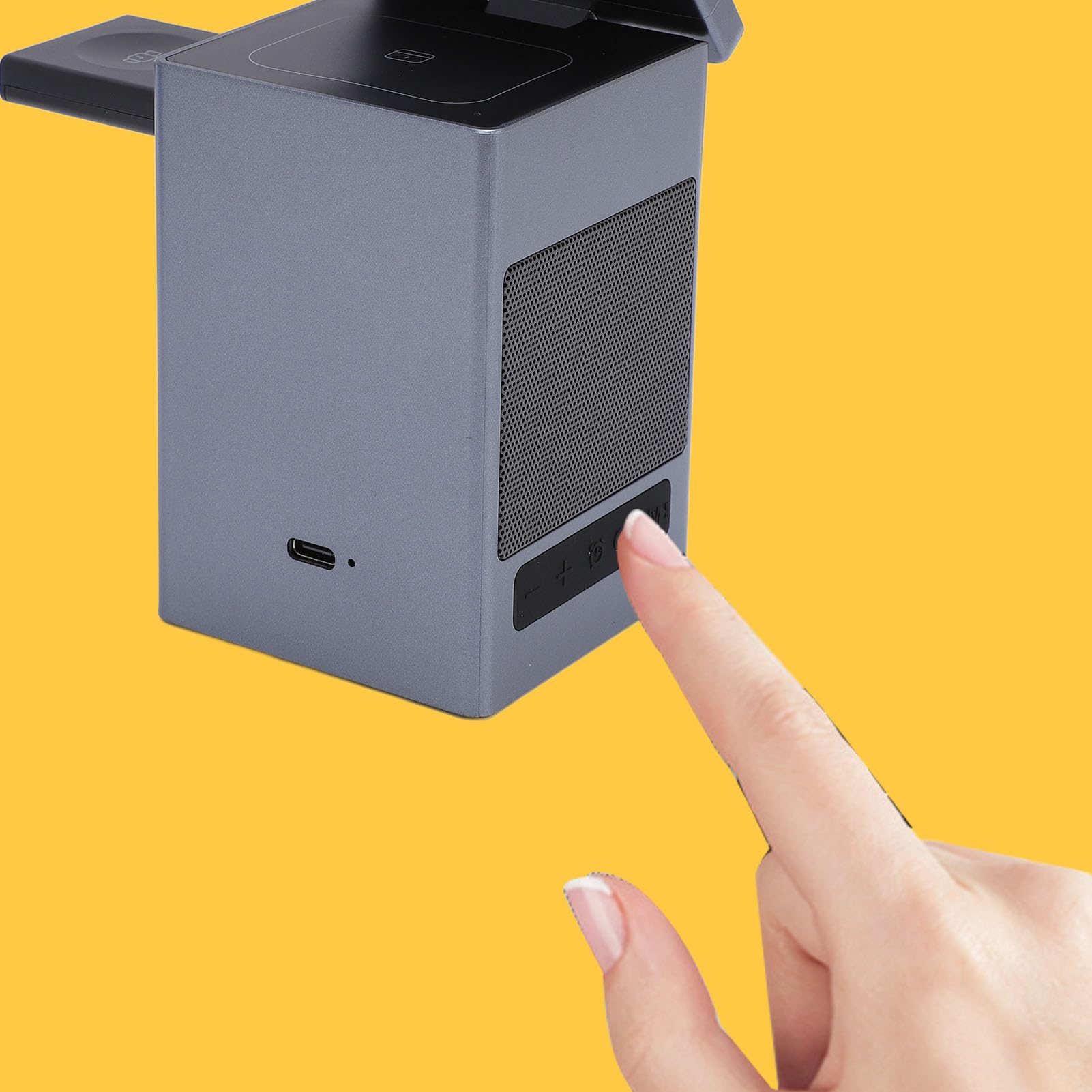 6 en 1 Station de Charge sans Fil avec Alarme à LED Charger de Téléphone Portable Magnétique BT 5.3 Anti-interférence pour Le Téléphone