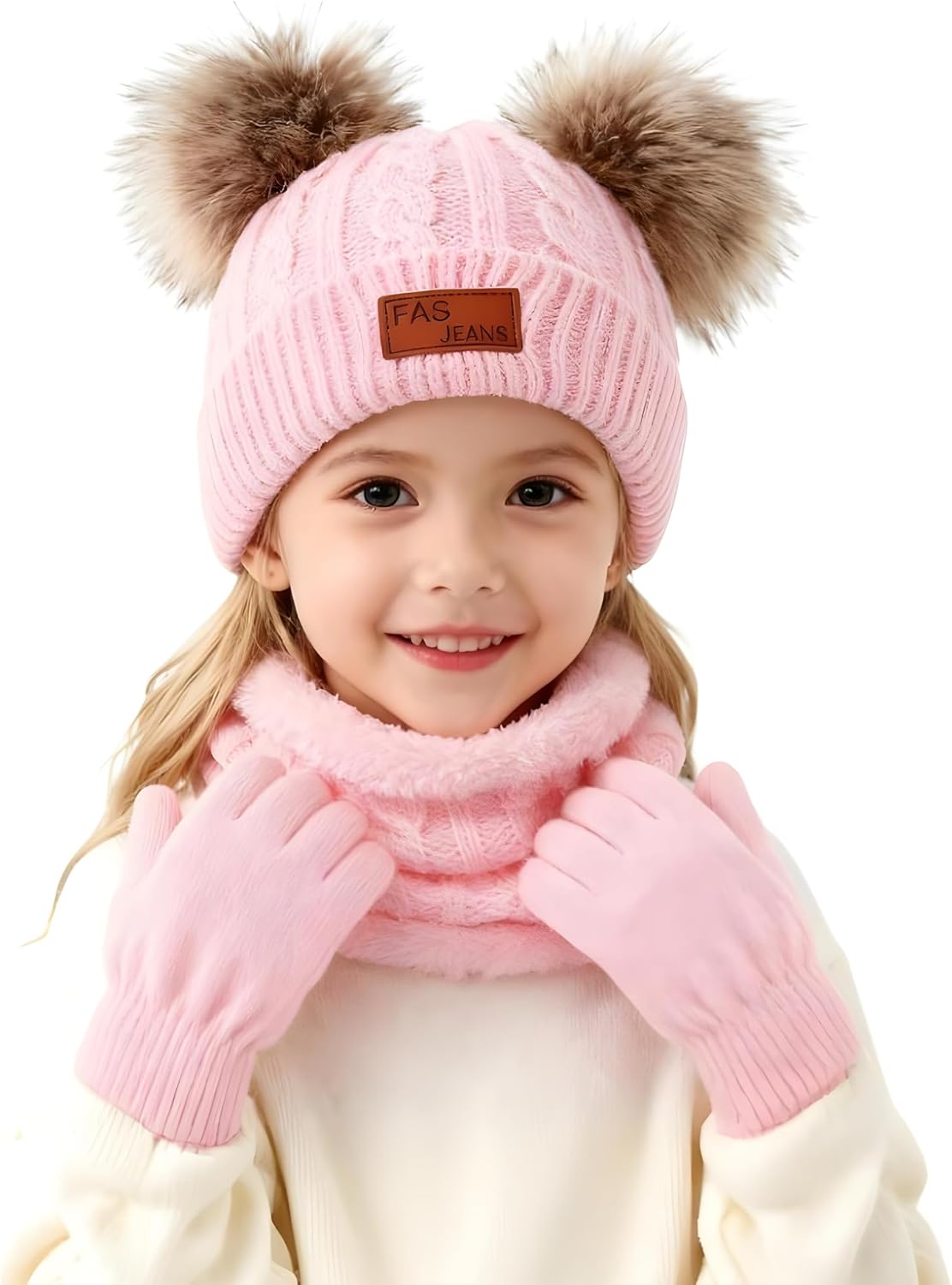 Winter Beanie Knit Hat Scarf Gloves Set for Kids Winter Warmth Hat Boys Girls Party Hat New Year's Gifts