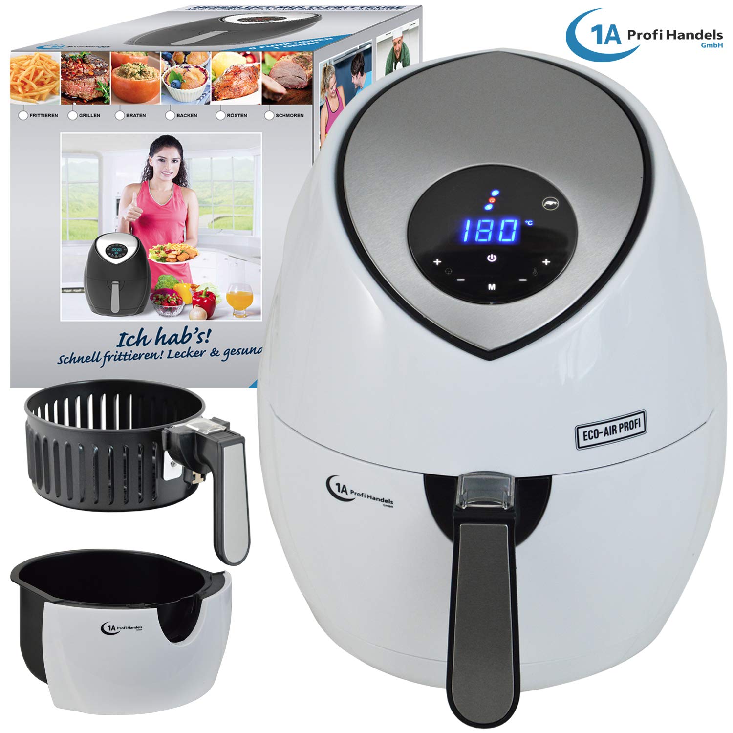 FRIGGITRICE AD ARIA FRIGGITRICE AD ARIA SENZA OLIO FRIGGITRICE AD ARIA CALDA | Touch Screen | Cestello per friggere da 2,5 l | 9 Funzioni diverse | A risparmio energetico
