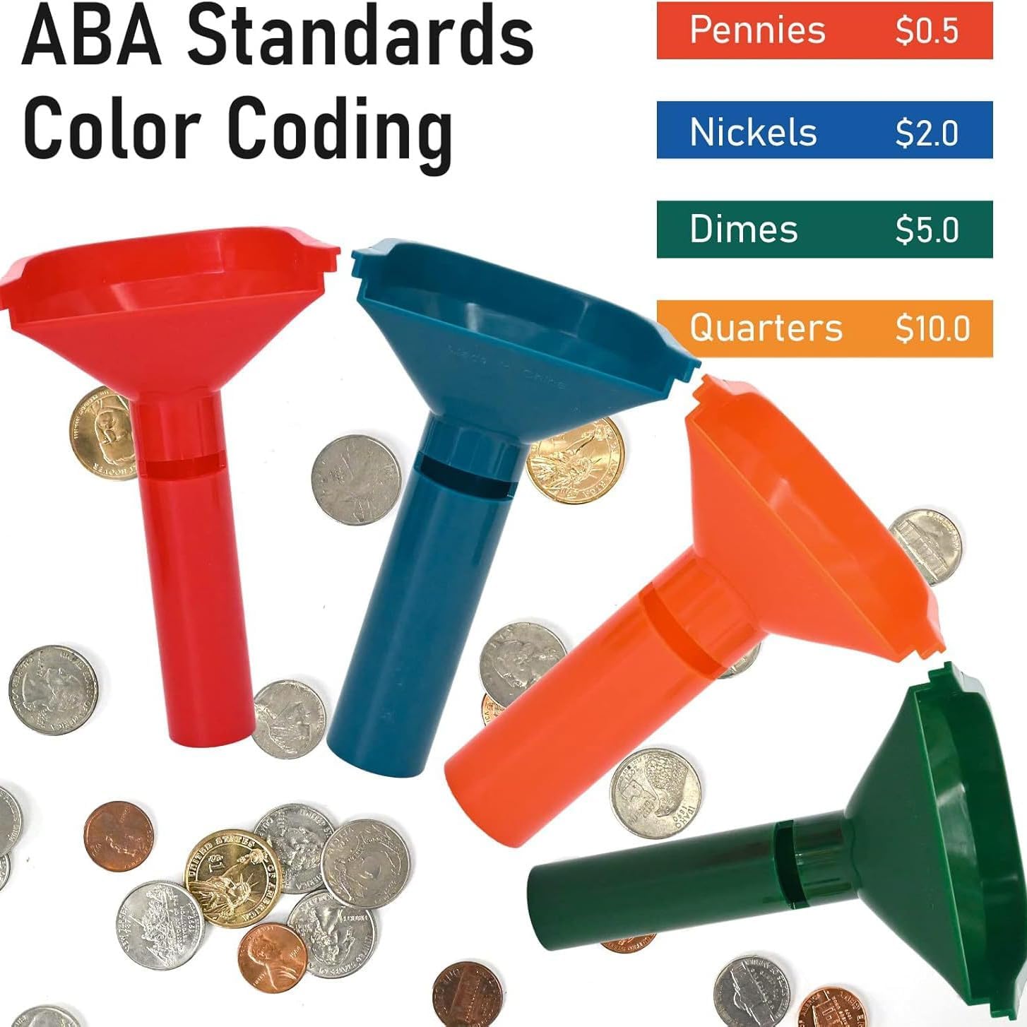 Tubo de clasificador de monedas de 4 piezas, envoltorios de rollos de centavo, 100 piezas de envoltura de monedas de rayas planas de rayas planas Multifuncionales Tubo de