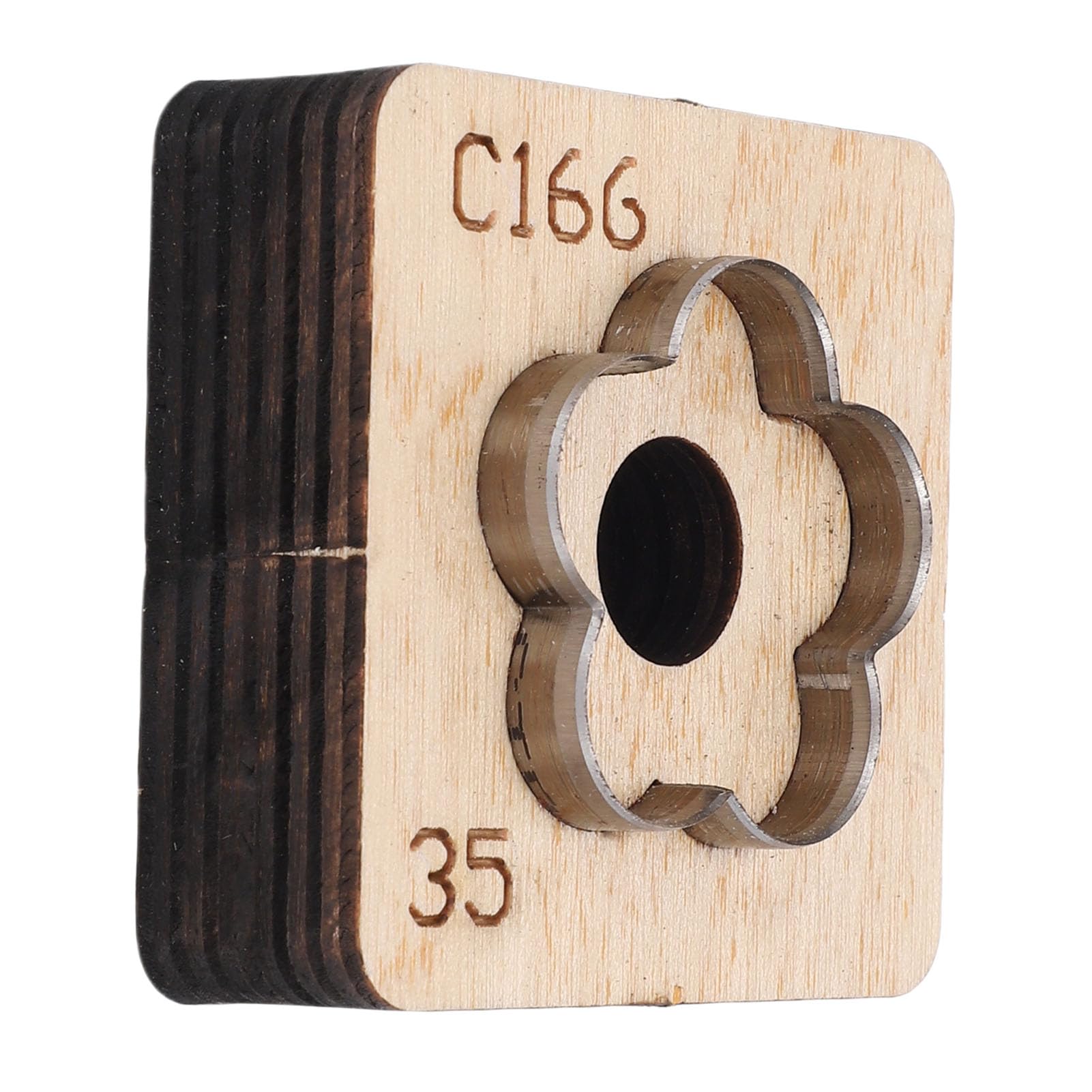 Fustella di Cuoio a Forma di Fiore, Stampo di Punzonatura in Legno Massello e Acciaio al Carbonio per Tagli Netti, con Design a Pressione Facile per (35mm)