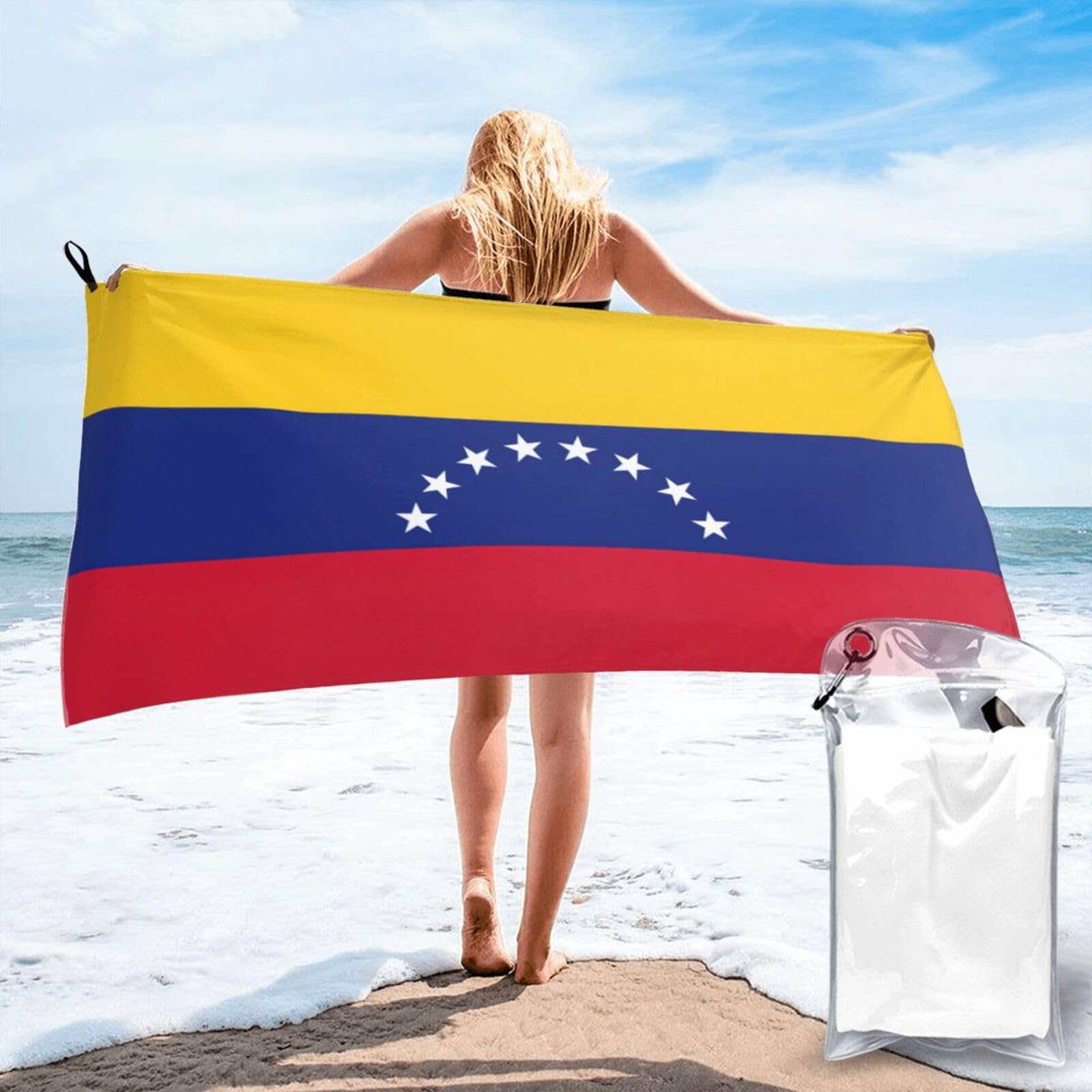 JBJGKHLP Flag Of Venezuela Print Quick Dry Portable Towel For Beach Camping Hiking Yoga Fitness Outdoor Adventures