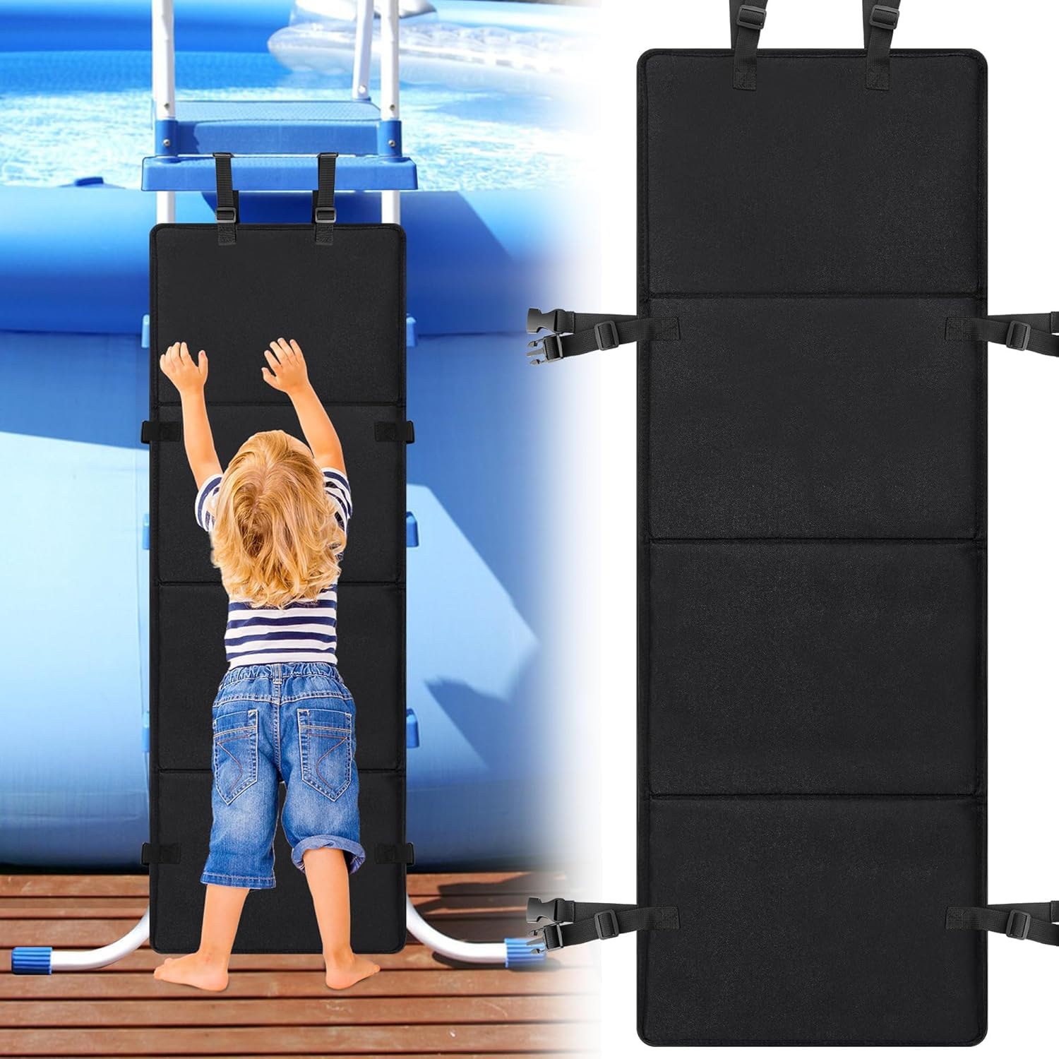 Bunk Bed Ladder Cover Ladder Guard Protector for Kids Safety, Prevents Climbing & Falling, Universal Fit for Bunk Beds, Attic Stairs and Above Ground Pool Ladders, Black Safety Ladder Lock Cover
