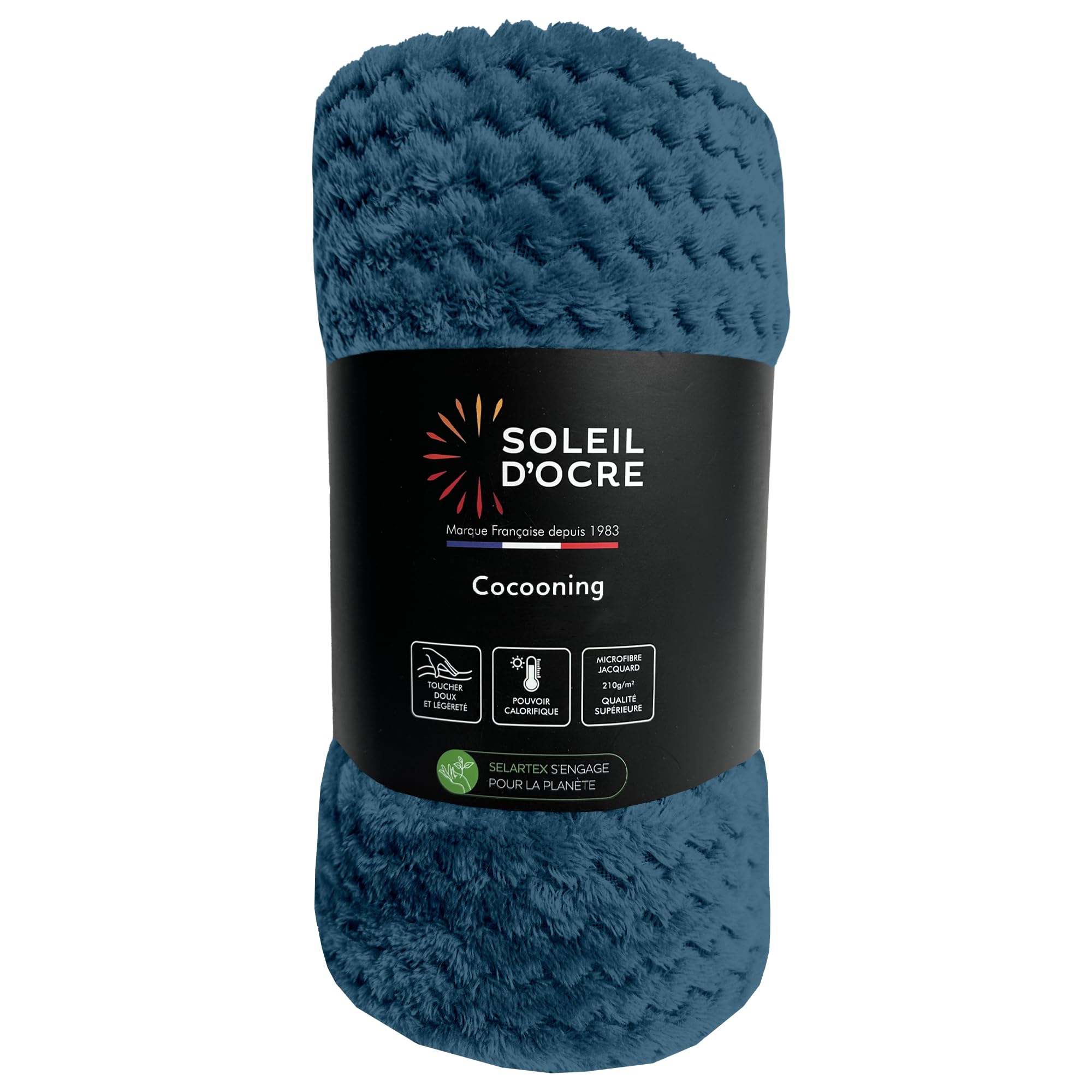 Soleil d'ocre Cocooning Blanket 180 x 220 cm Teal