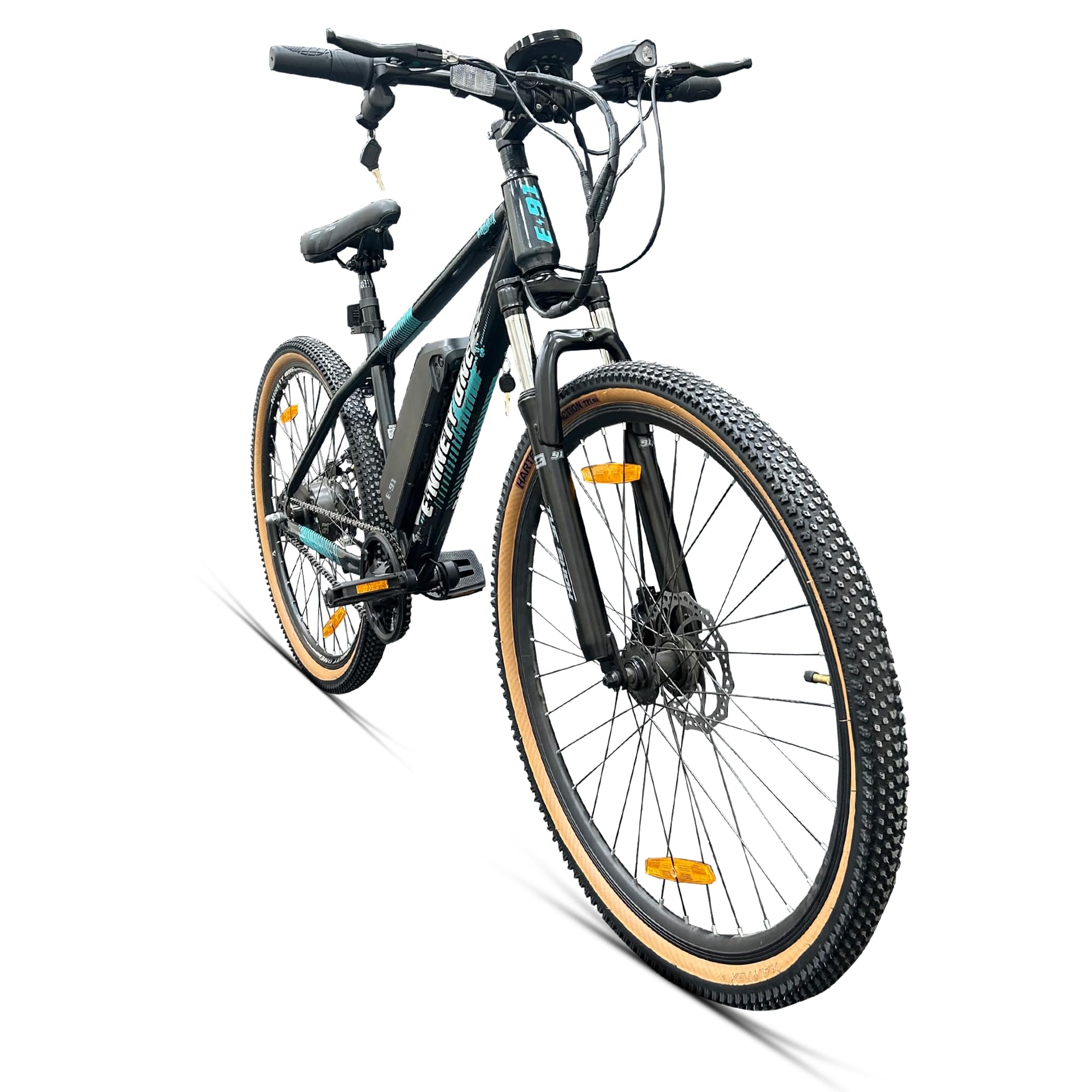 NINETY ONE Wolverine X | Electric Cycle | 7.8Ah Battery | 27.5T | 91 Tuf Shox Front Suspension | 250 Watt IP65 BLDC Motor | 85% pre-Assembled | 2 Years Battery Warranty | Black Silver-image-15