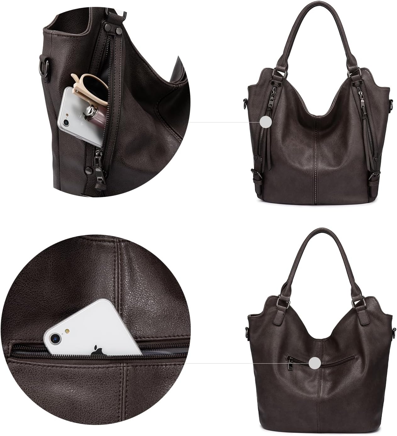 Tote Bag for Women PU Leather Shoulder Bags Fashion Hobo Bags Large Purse and Handbags with Adjustable Shoulder Strap - Image 4