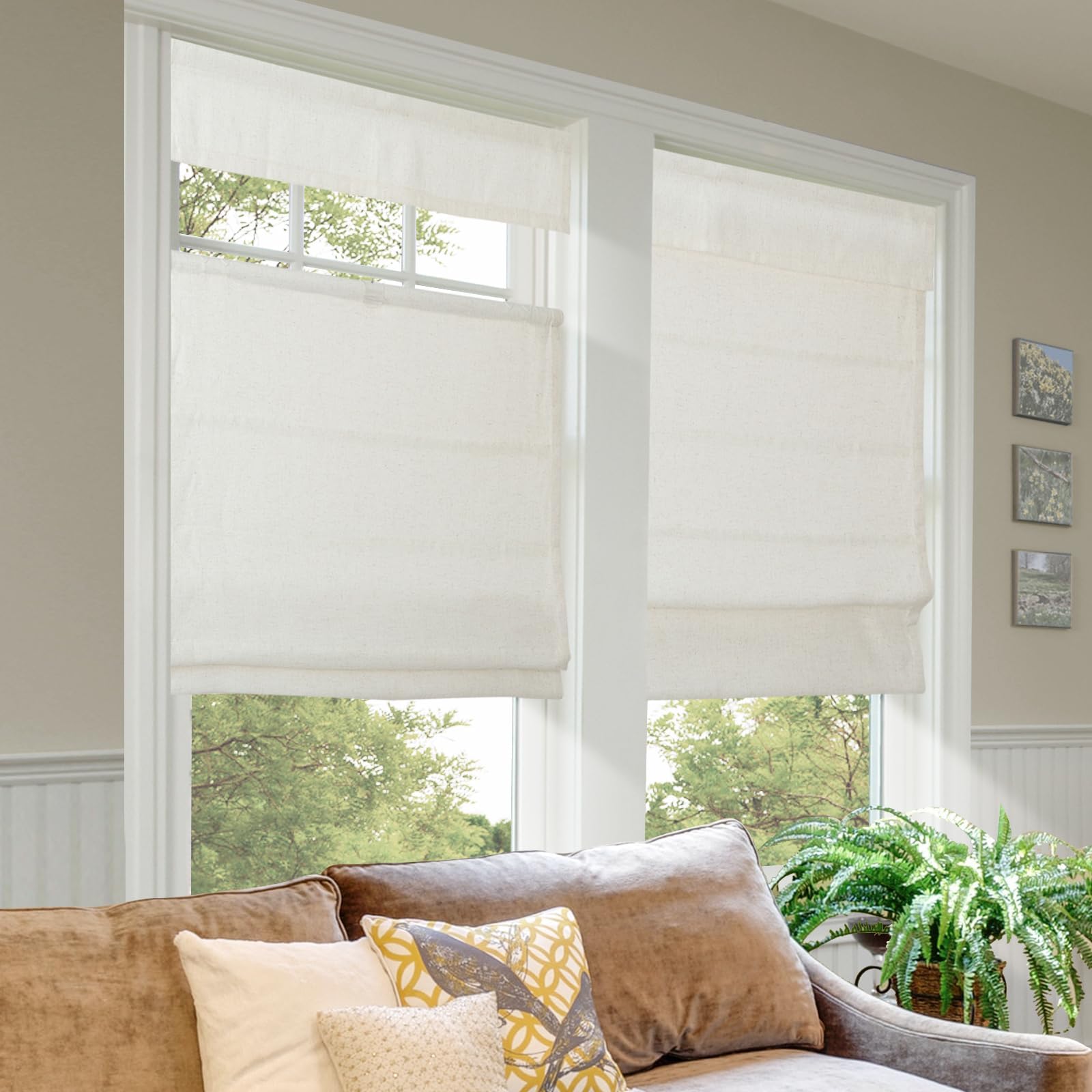 Artdix カスタムコードレス ローマンシェード 窓用遮光トップダウンボトムアップローマンシェード、寝室、キッチンウィンドウ、リビングルーム、バスルーム用ファブリックローマンウィンドウシェード