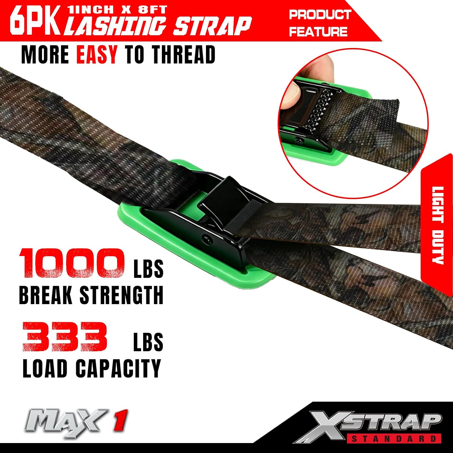 XSTRAP STANDARD 6PK 8FT Padded Lashing Straps with Buckles Cargo Tie-Down image 5